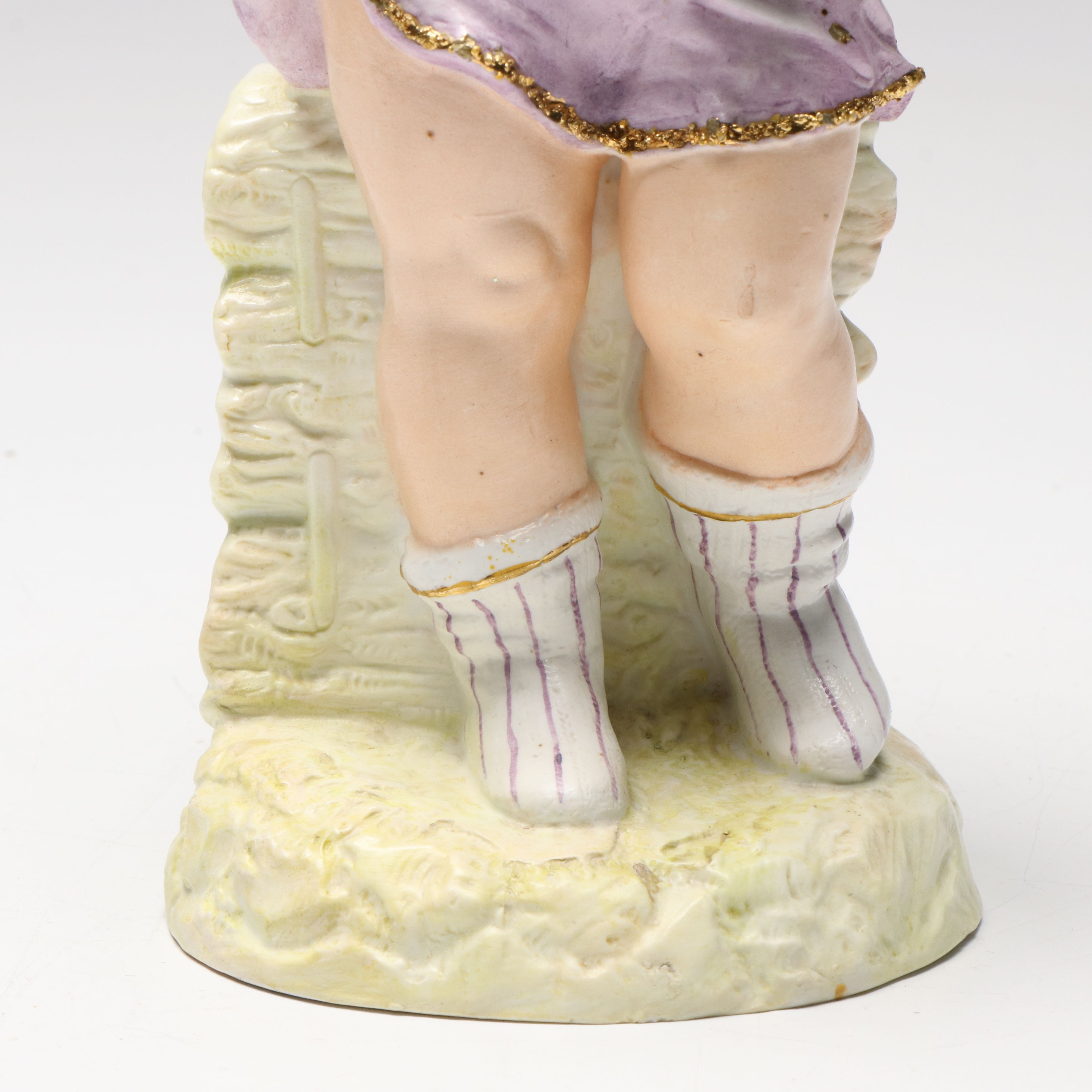 Victorian Style Girl with Rabbit Bisque Figurine, 20th Century