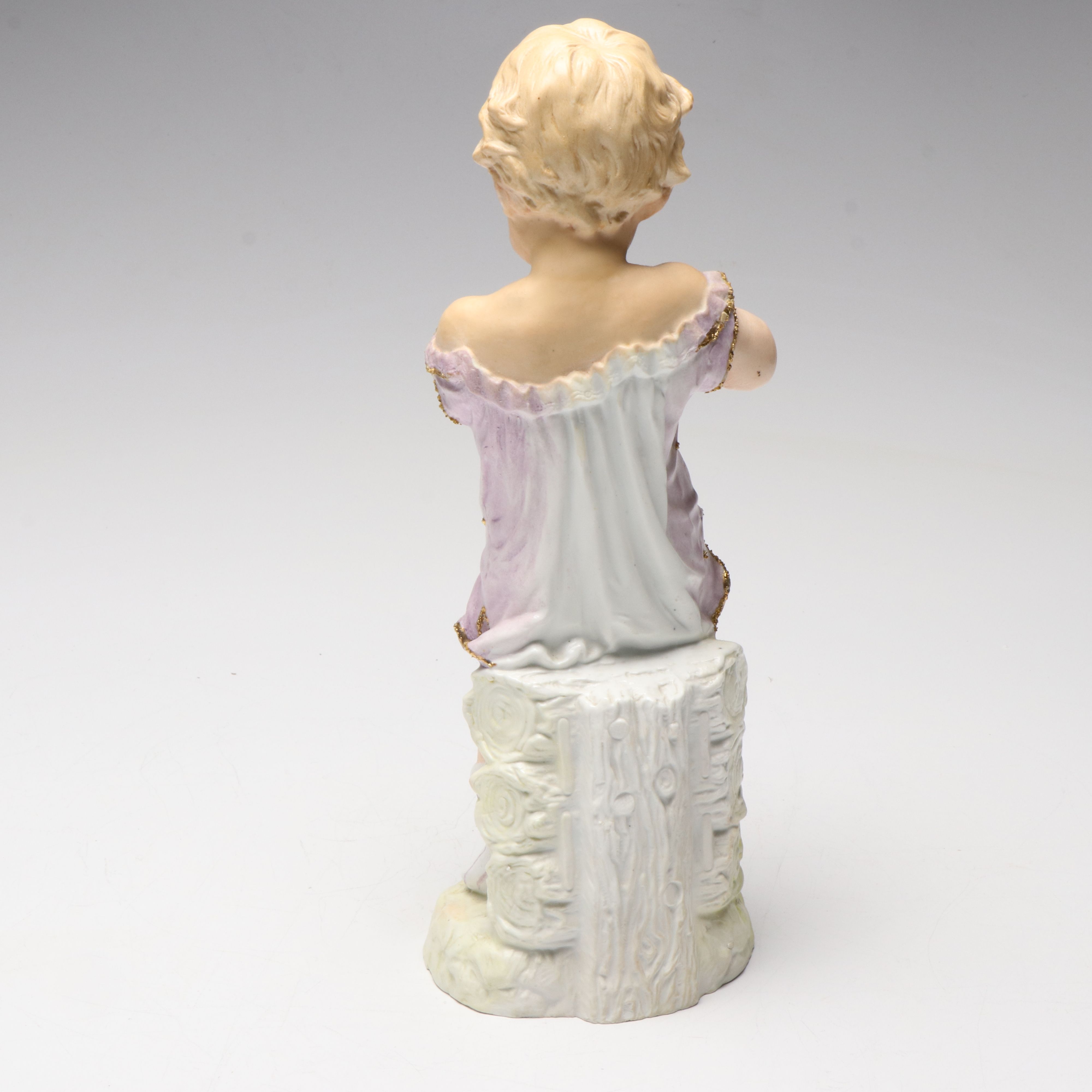 Victorian Style Girl with Rabbit Bisque Figurine, 20th Century