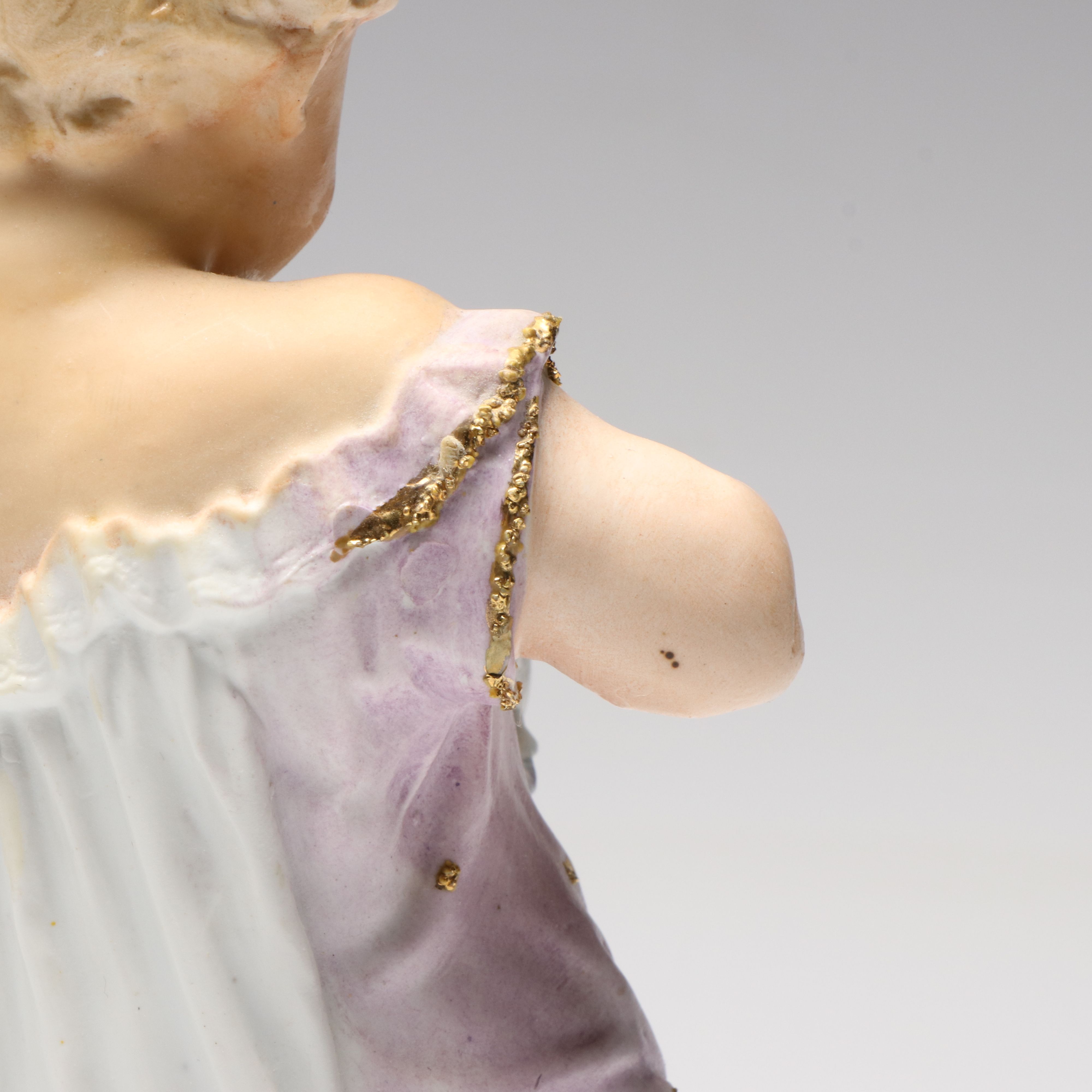 Victorian Style Girl with Rabbit Bisque Figurine, 20th Century