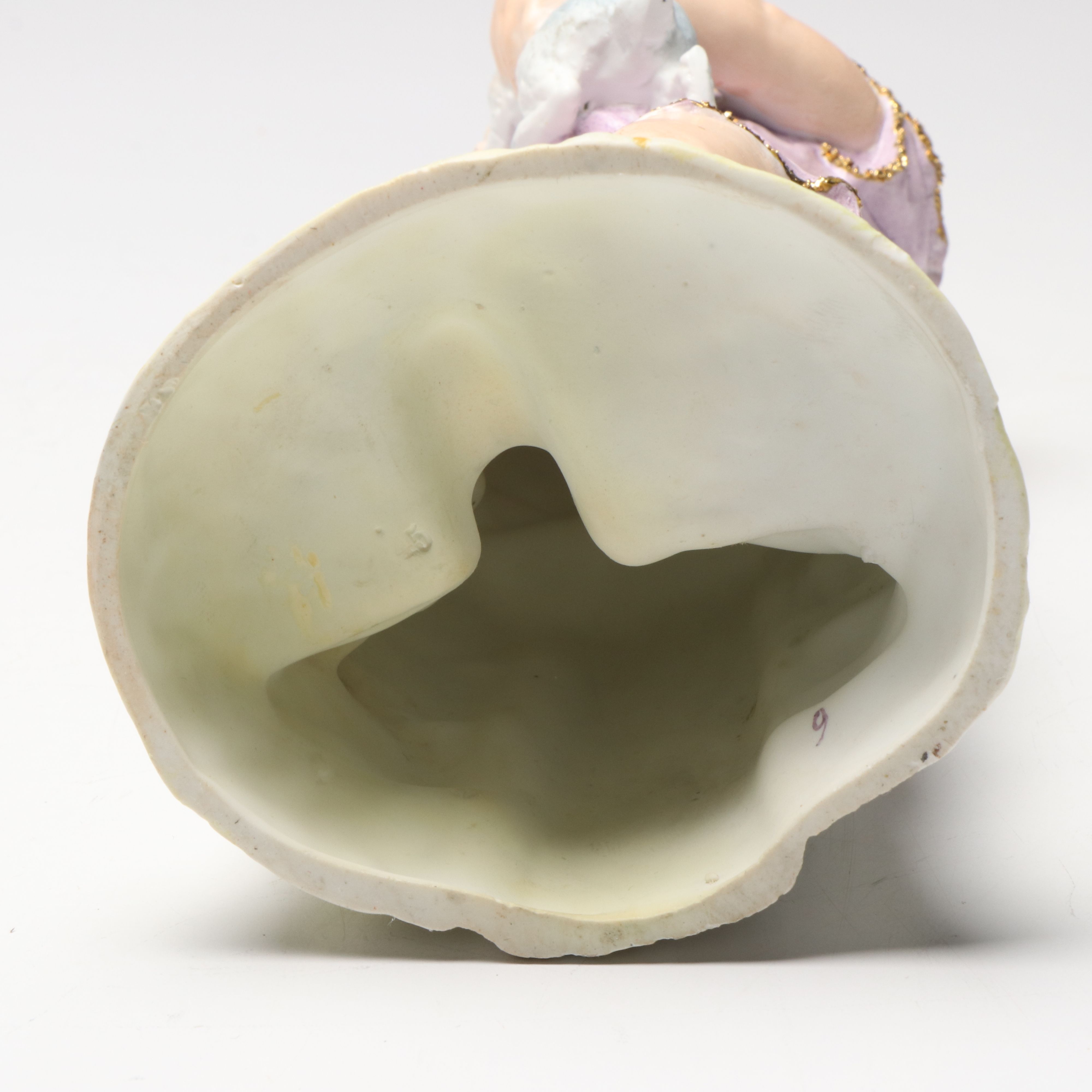 Victorian Style Girl with Rabbit Bisque Figurine, 20th Century
