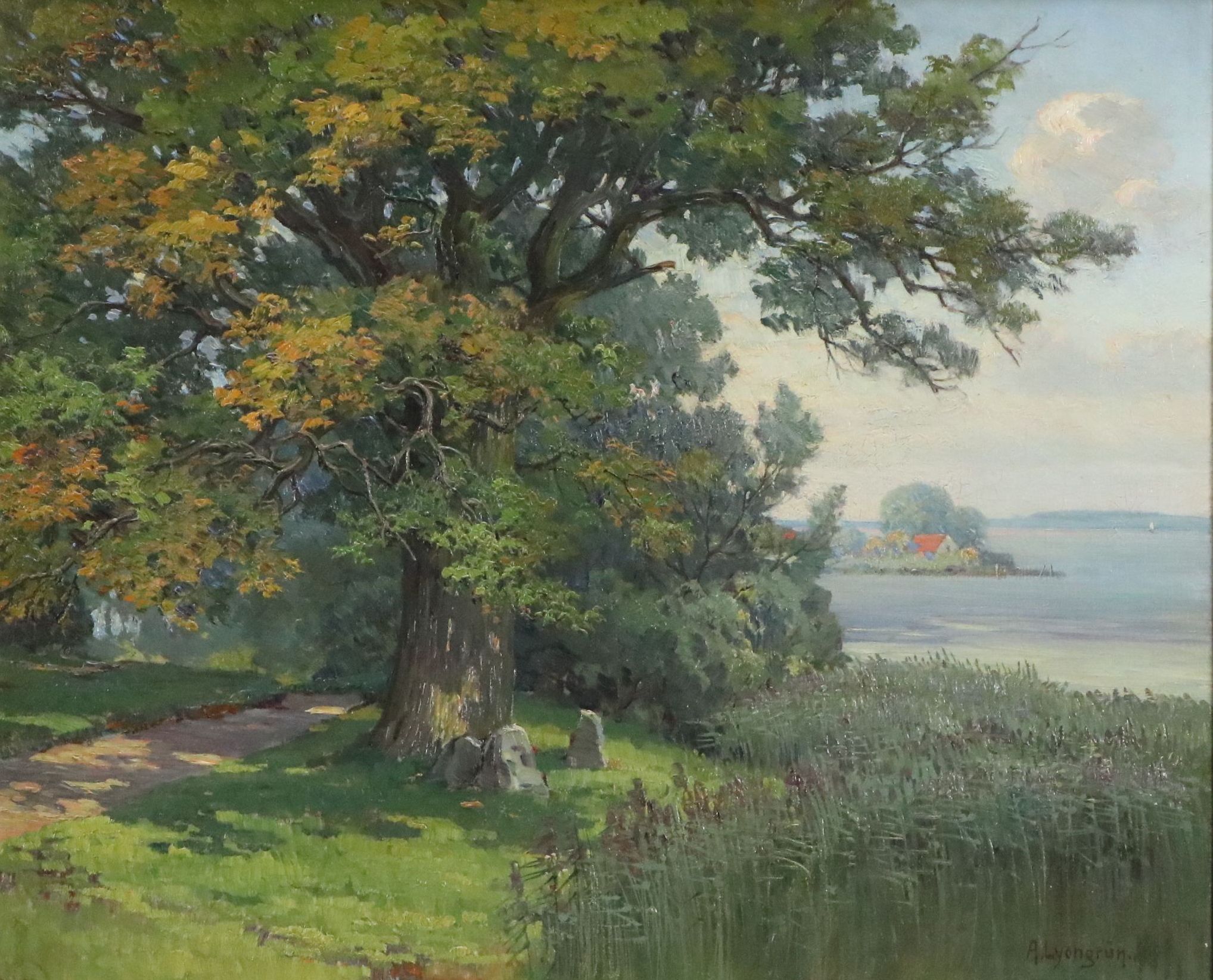 Arnold Lyongrün Landscape Oil Painting "Königreiche am Niedersee," 1930s
