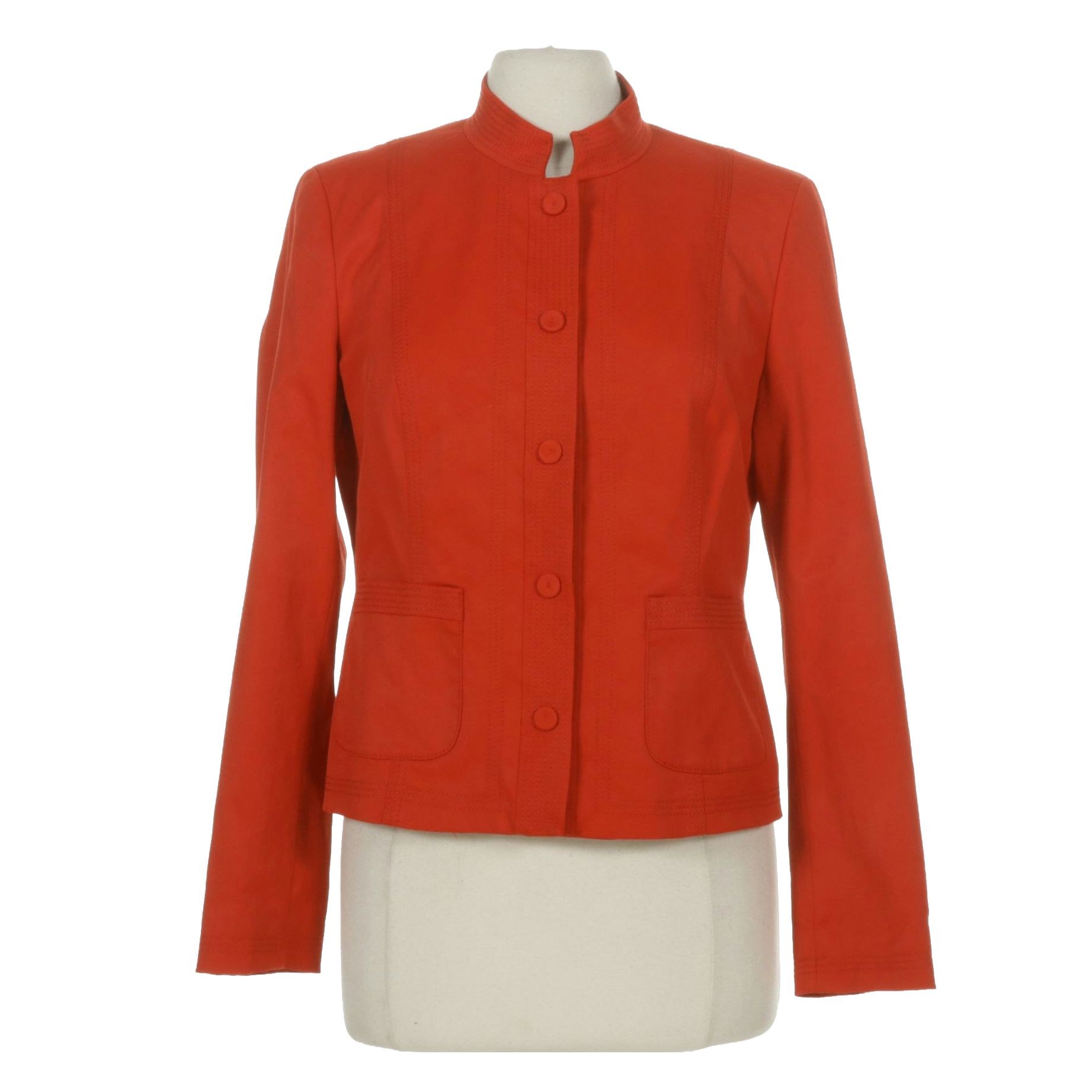 Talbots Cherry Red Mandarin Collar Jacket with Snap Buttons