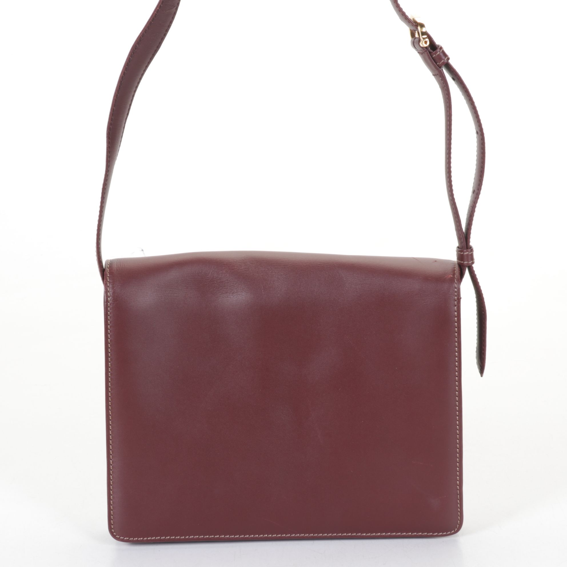 Cartier Must de Cartier Burgundy Leather Envelope Flap Shoulder Bag