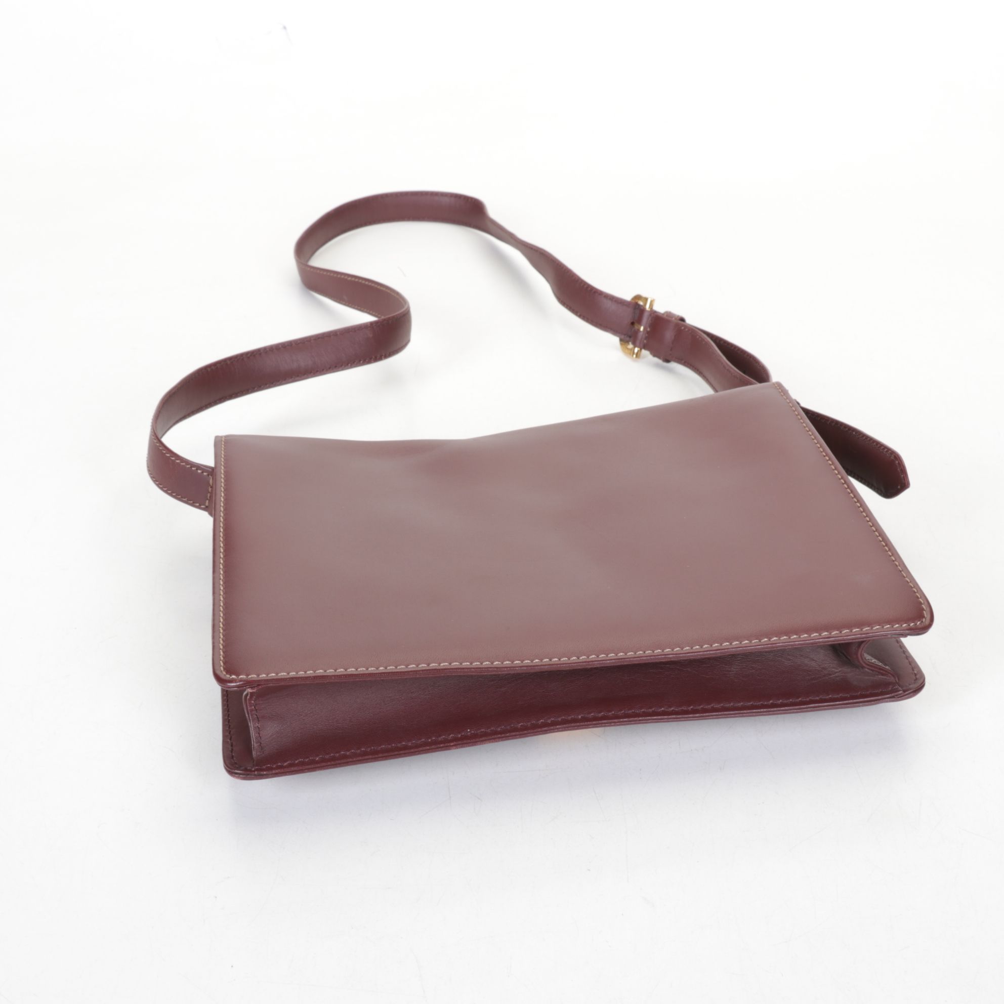 Cartier Must de Cartier Burgundy Leather Envelope Flap Shoulder Bag