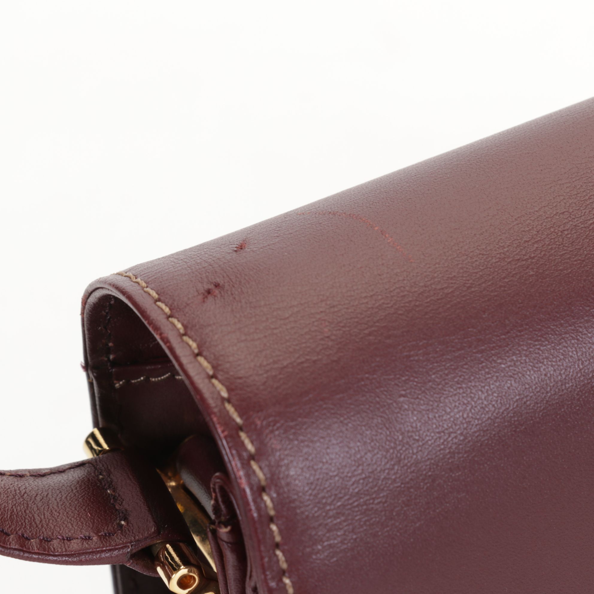 Cartier Must de Cartier Burgundy Leather Envelope Flap Shoulder Bag