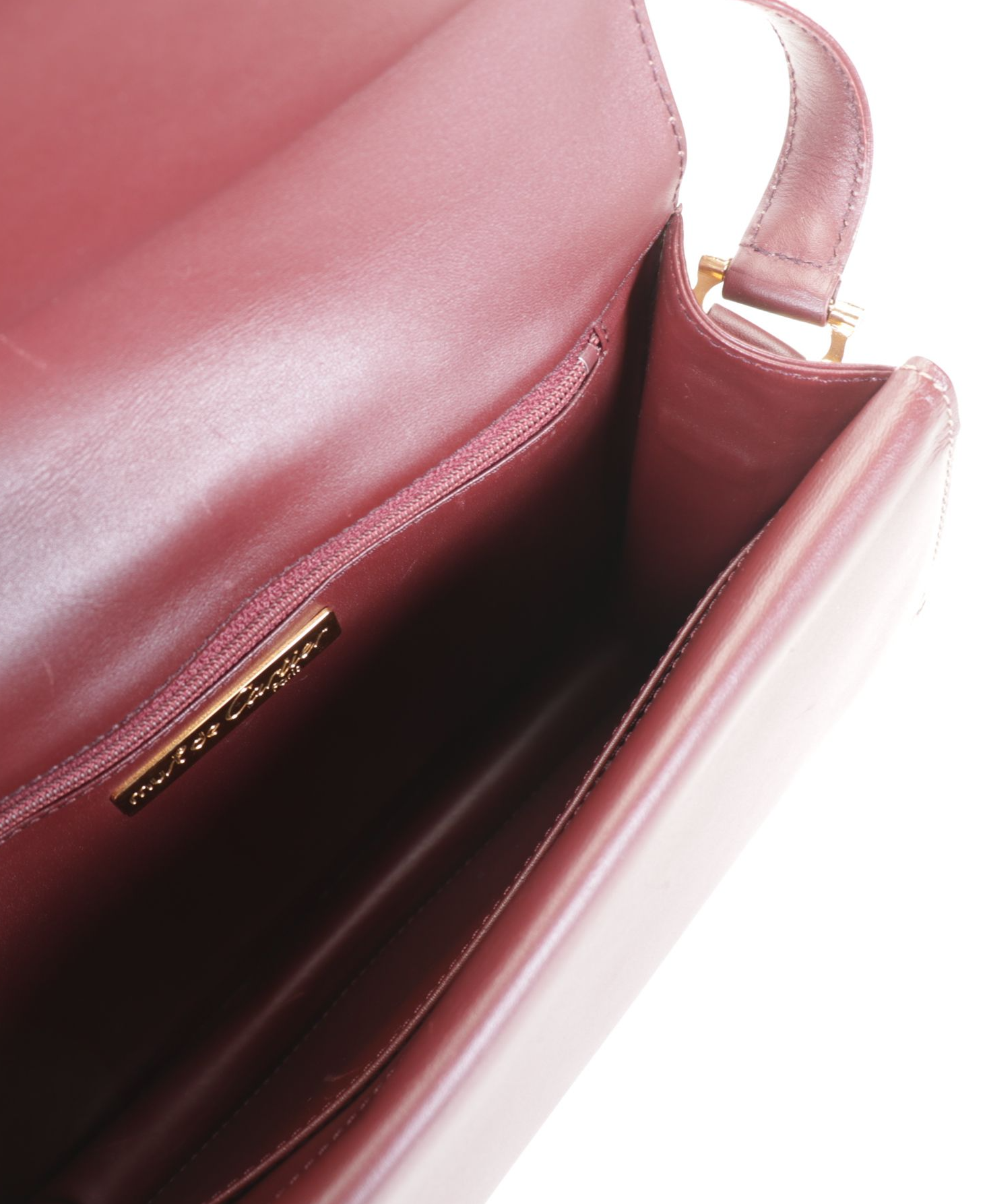 Cartier Must de Cartier Burgundy Leather Envelope Flap Shoulder Bag