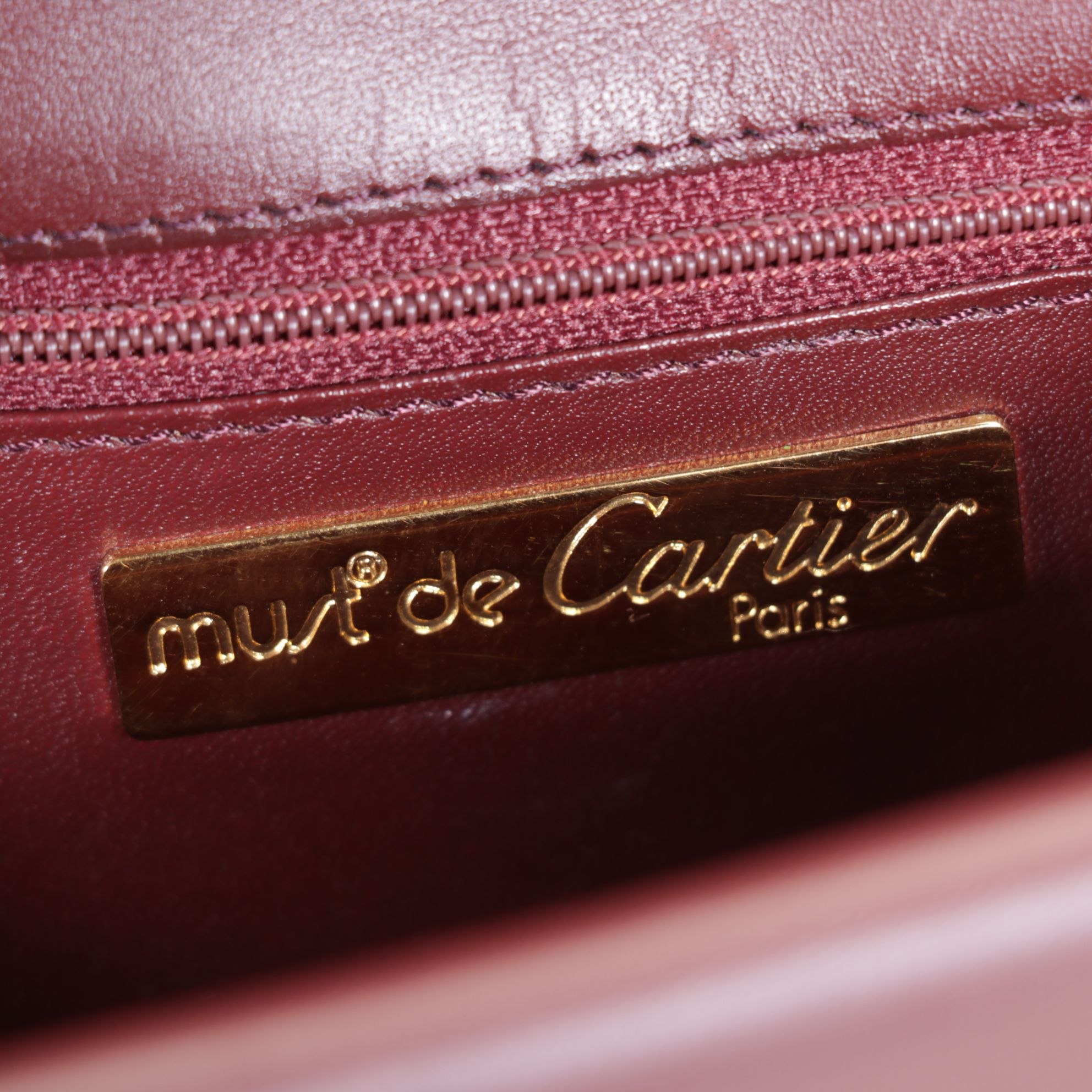 Cartier Must de Cartier Burgundy Leather Envelope Flap Shoulder Bag