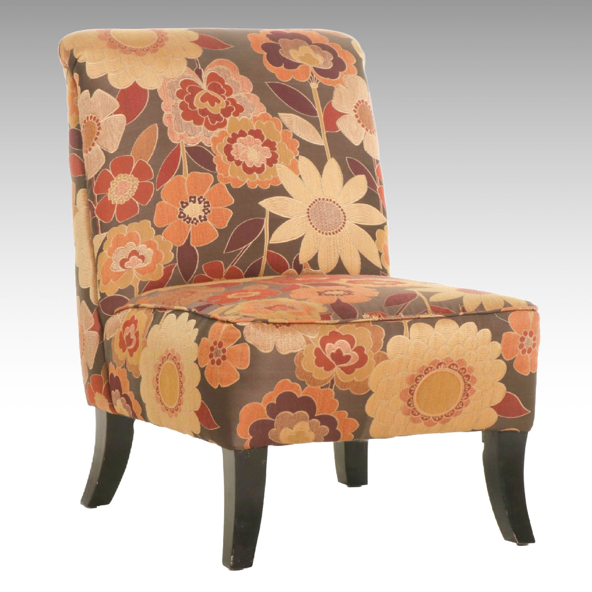 "Acadia Rustic" Floral Print Armless Accent Chair