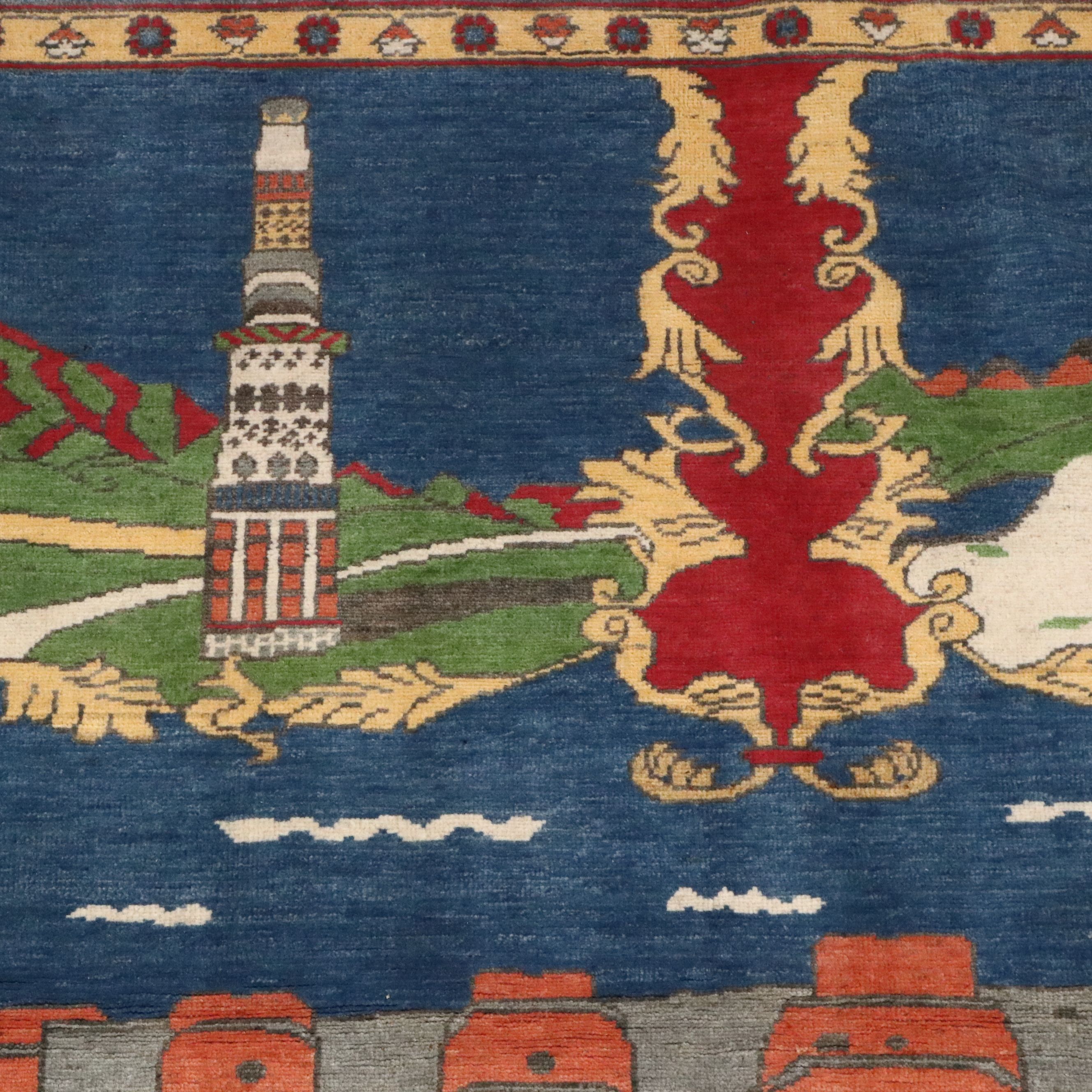 4' x 6'1 Hand-Knotted Afghan Pictorial Area Rug