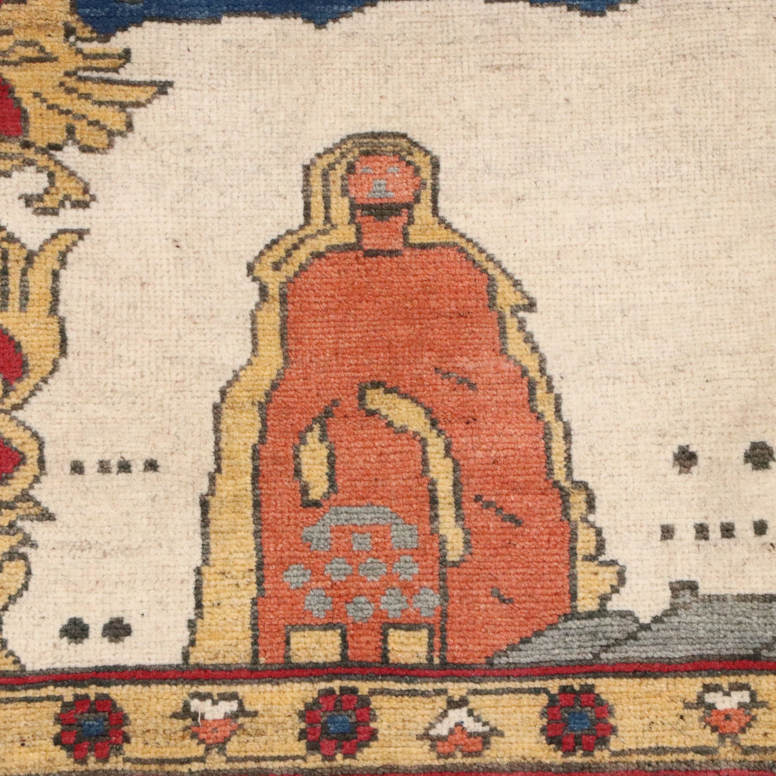 4' x 6'1 Hand-Knotted Afghan Pictorial Area Rug