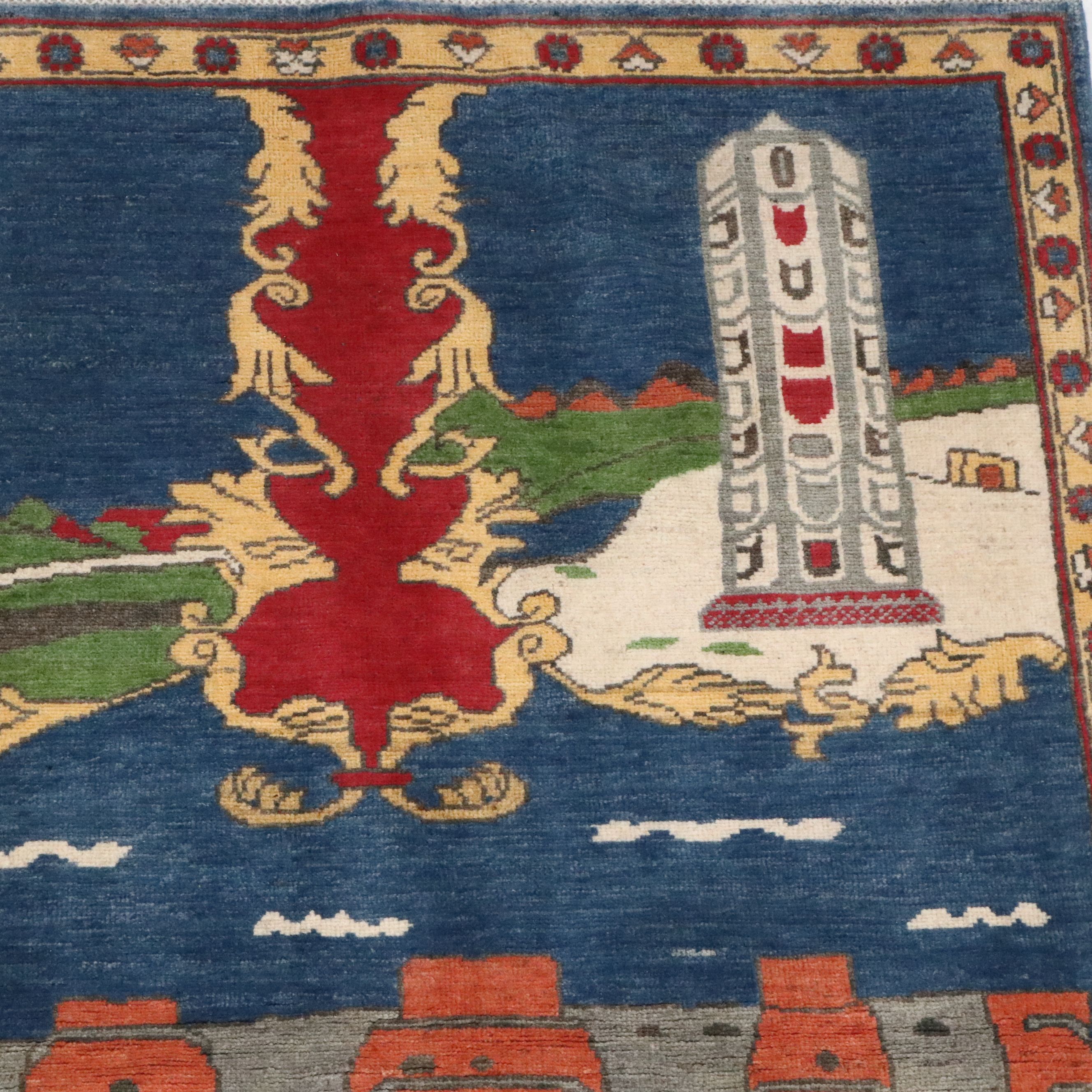 4' x 6'1 Hand-Knotted Afghan Pictorial Area Rug