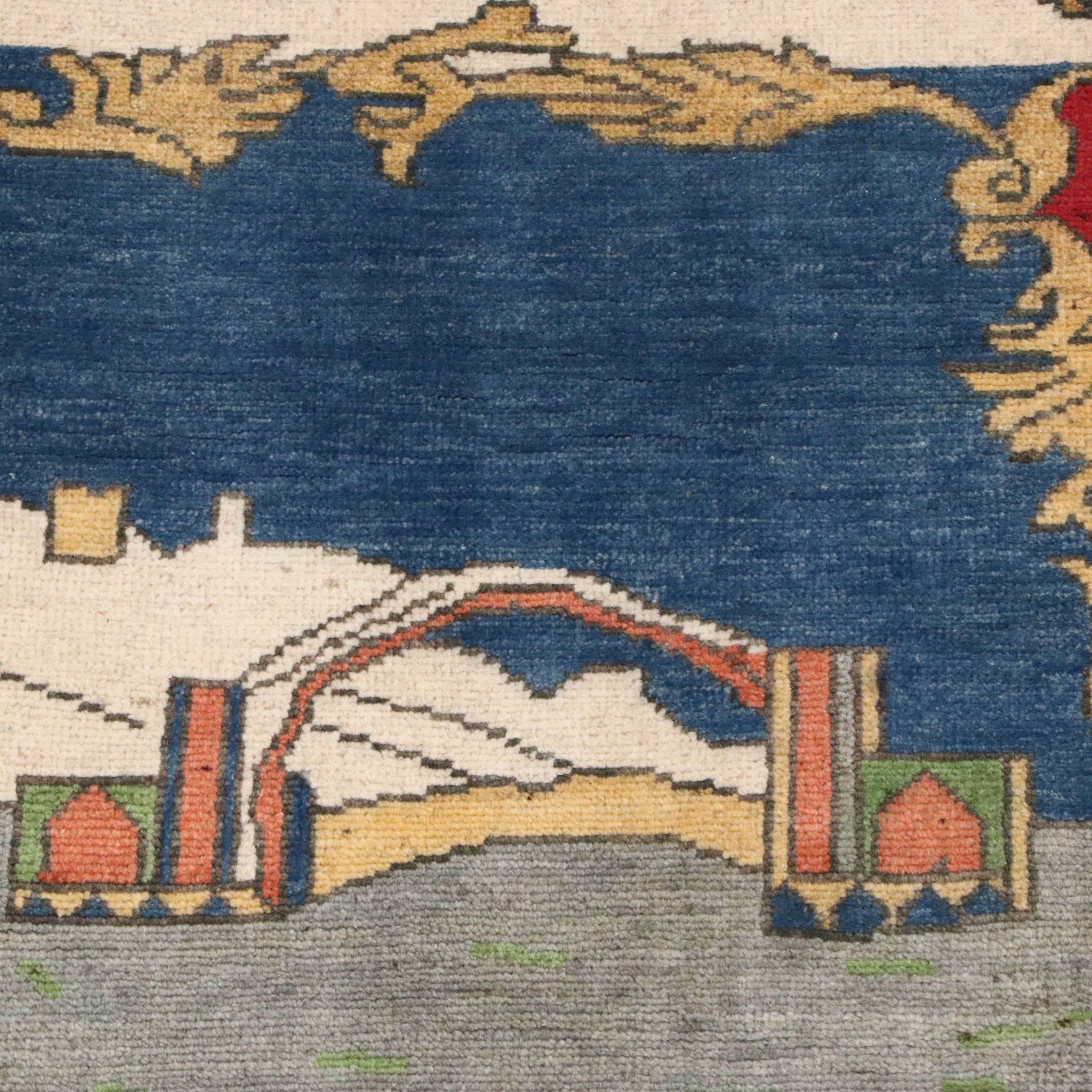 4' x 6'1 Hand-Knotted Afghan Pictorial Area Rug
