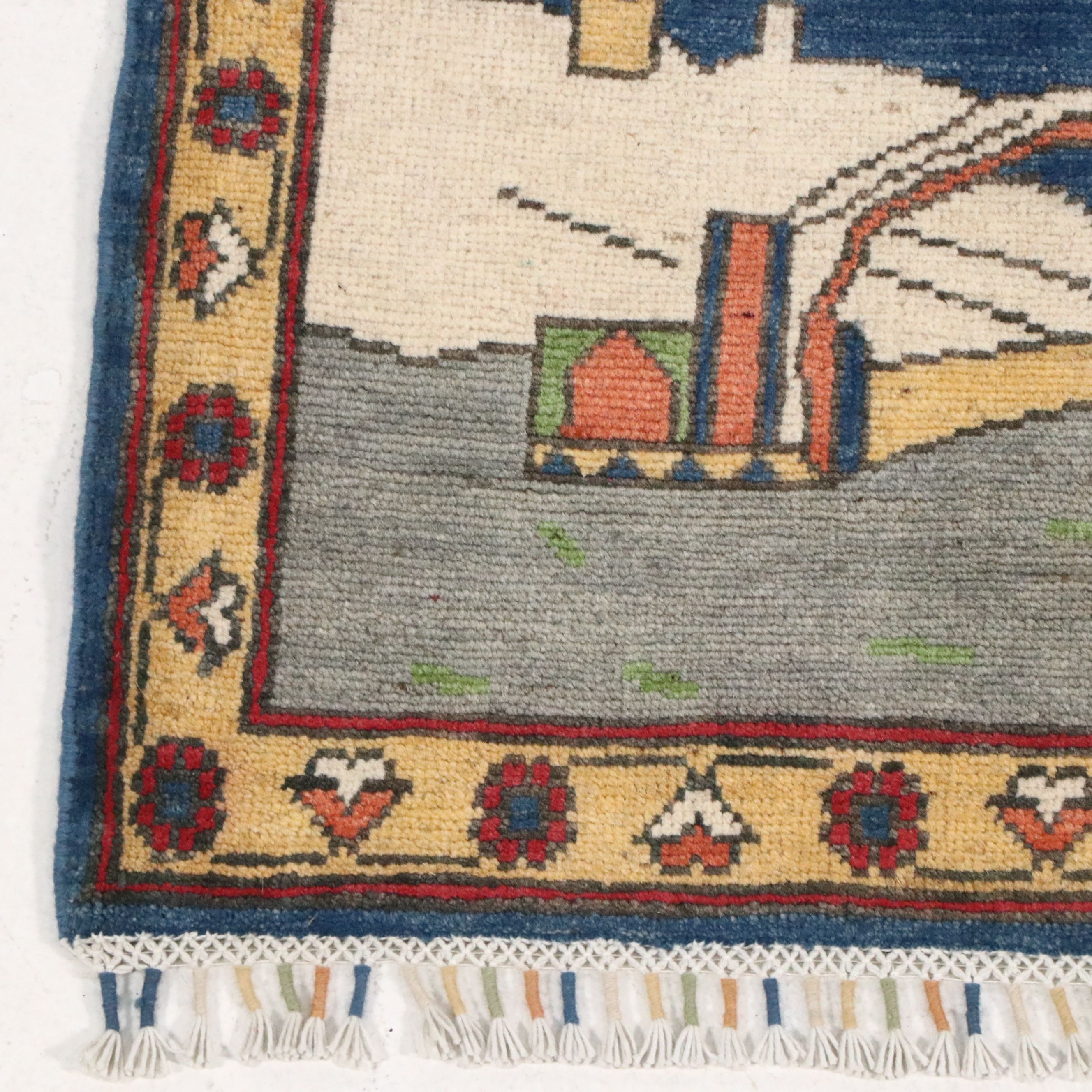 4' x 6'1 Hand-Knotted Afghan Pictorial Area Rug