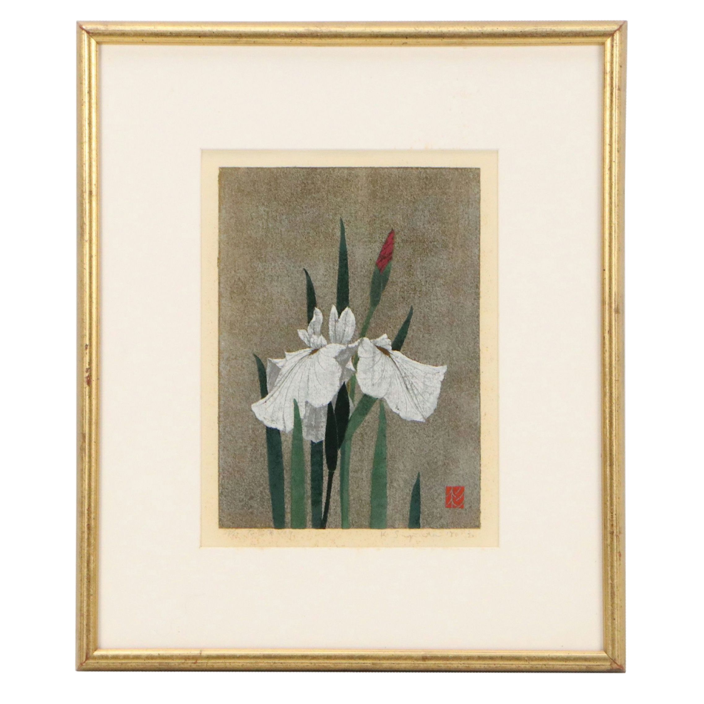 Kazutoshi Sugiura Screenprint of Iris, 1980