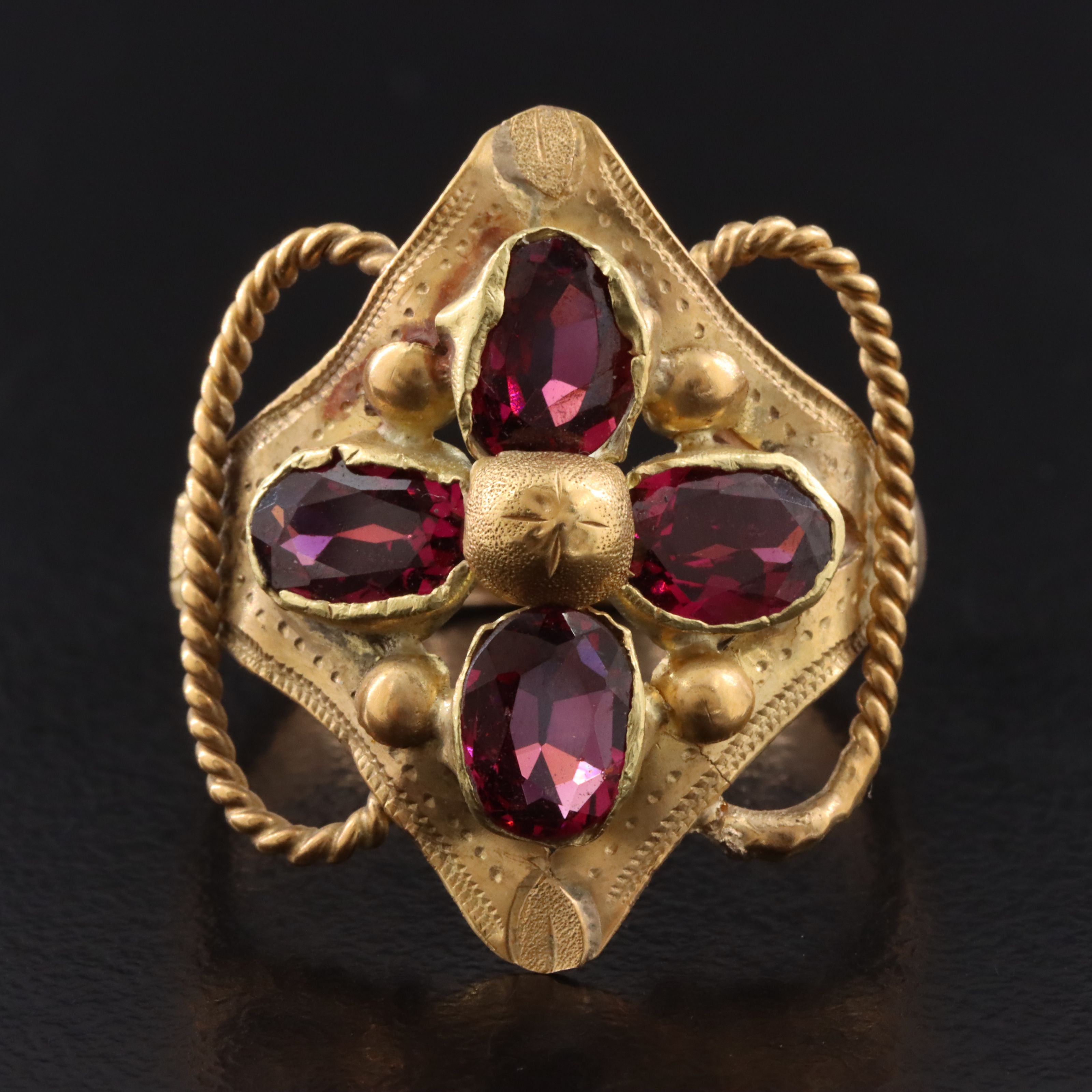 Vintage/Antique 18K and 14K Rhodolite Garnet Ring