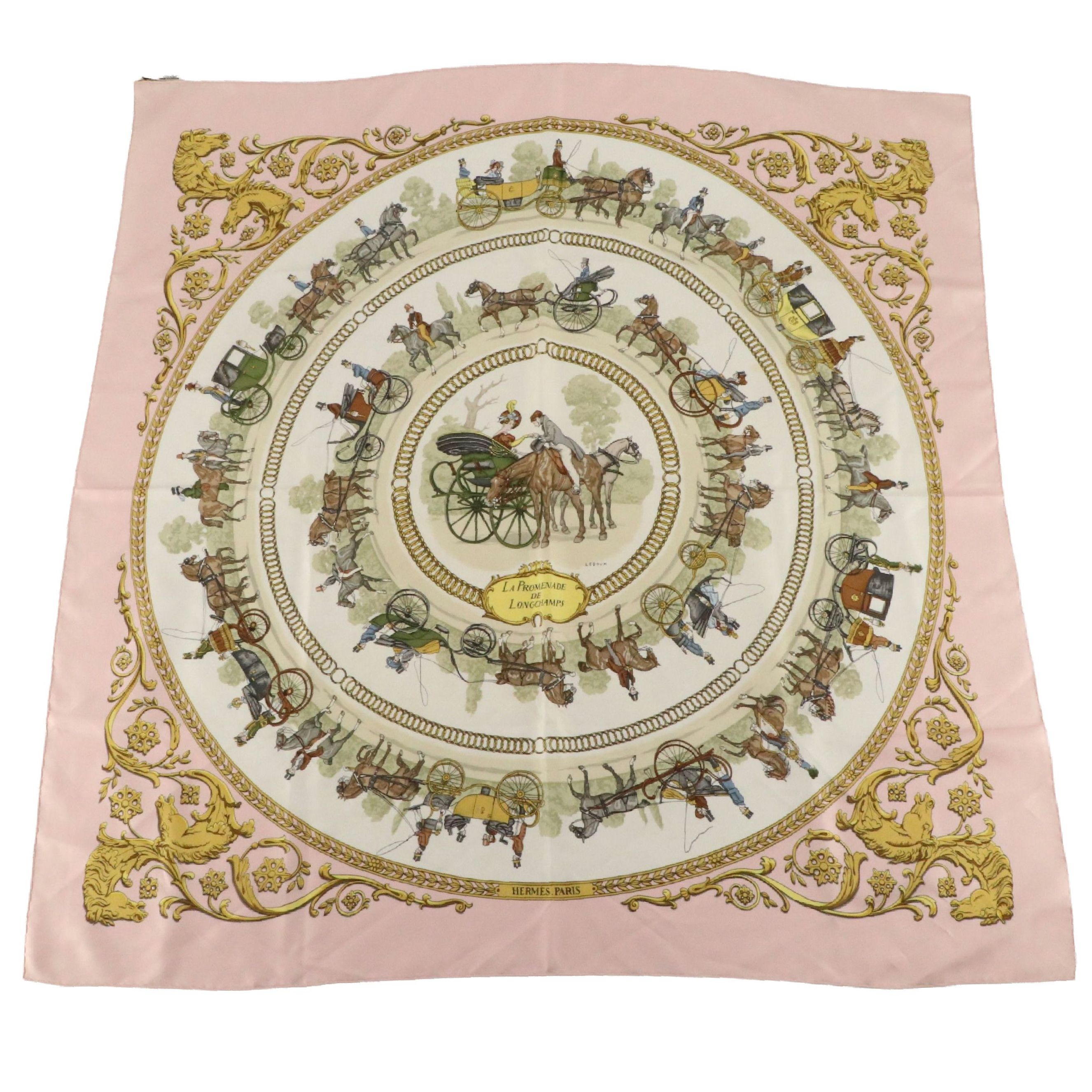 Hermès "La Promenade de Longchamps" Scarf 90 in Silk Twill with Box
