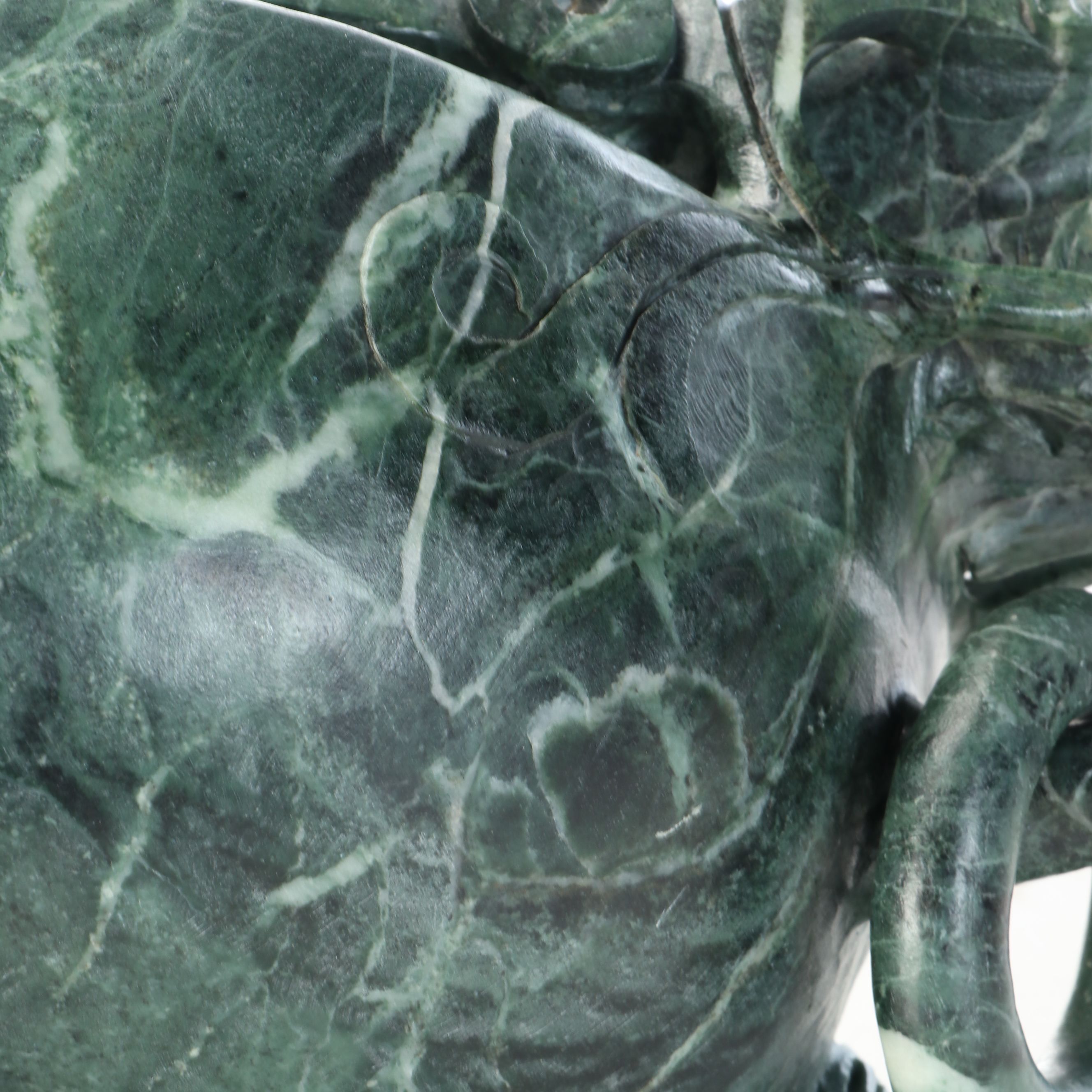 Colossal Chinese Carved Green Marble Censer with Dragon Finial
