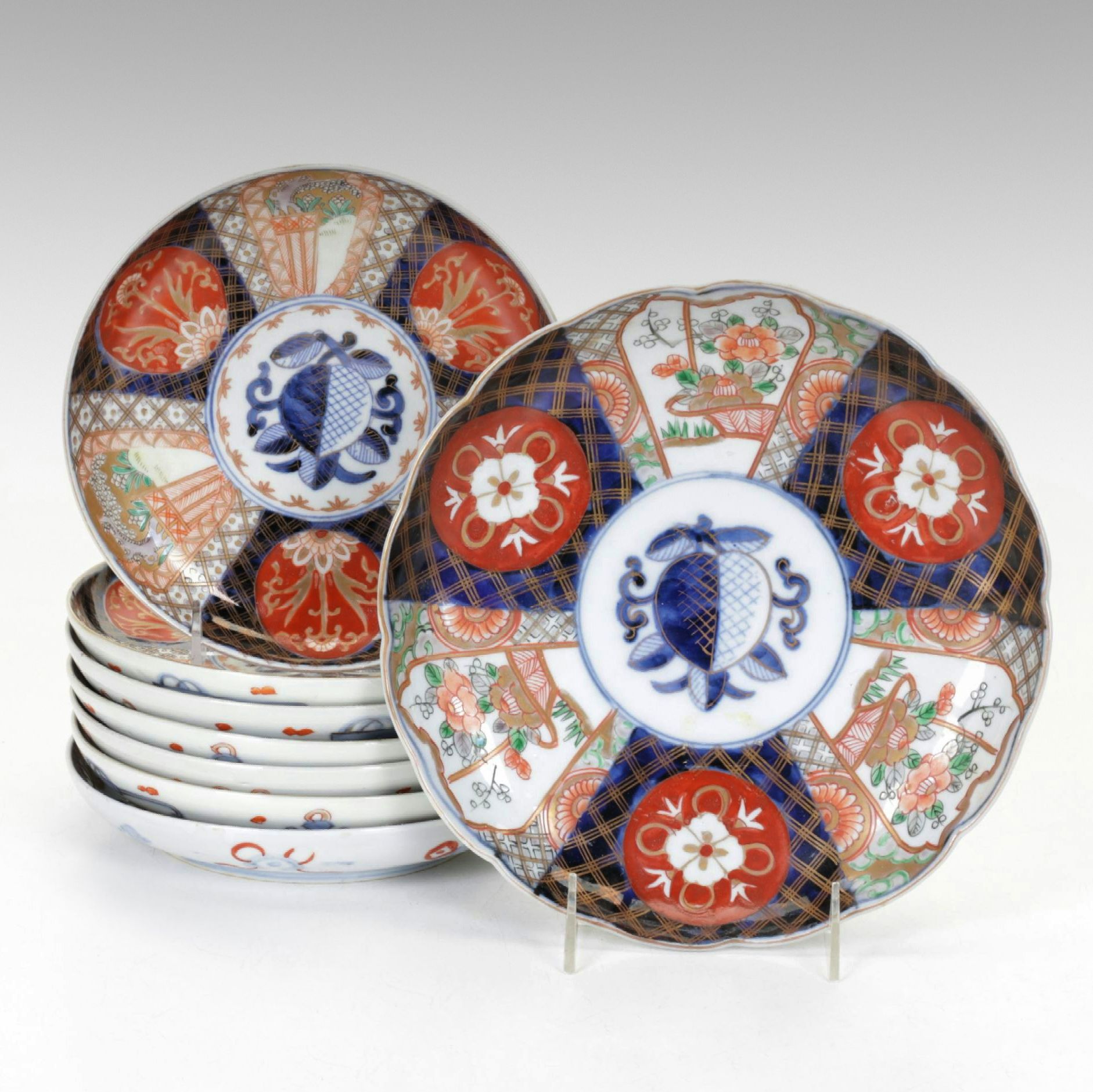 Japanese Imari Porcelain Charger and Plates