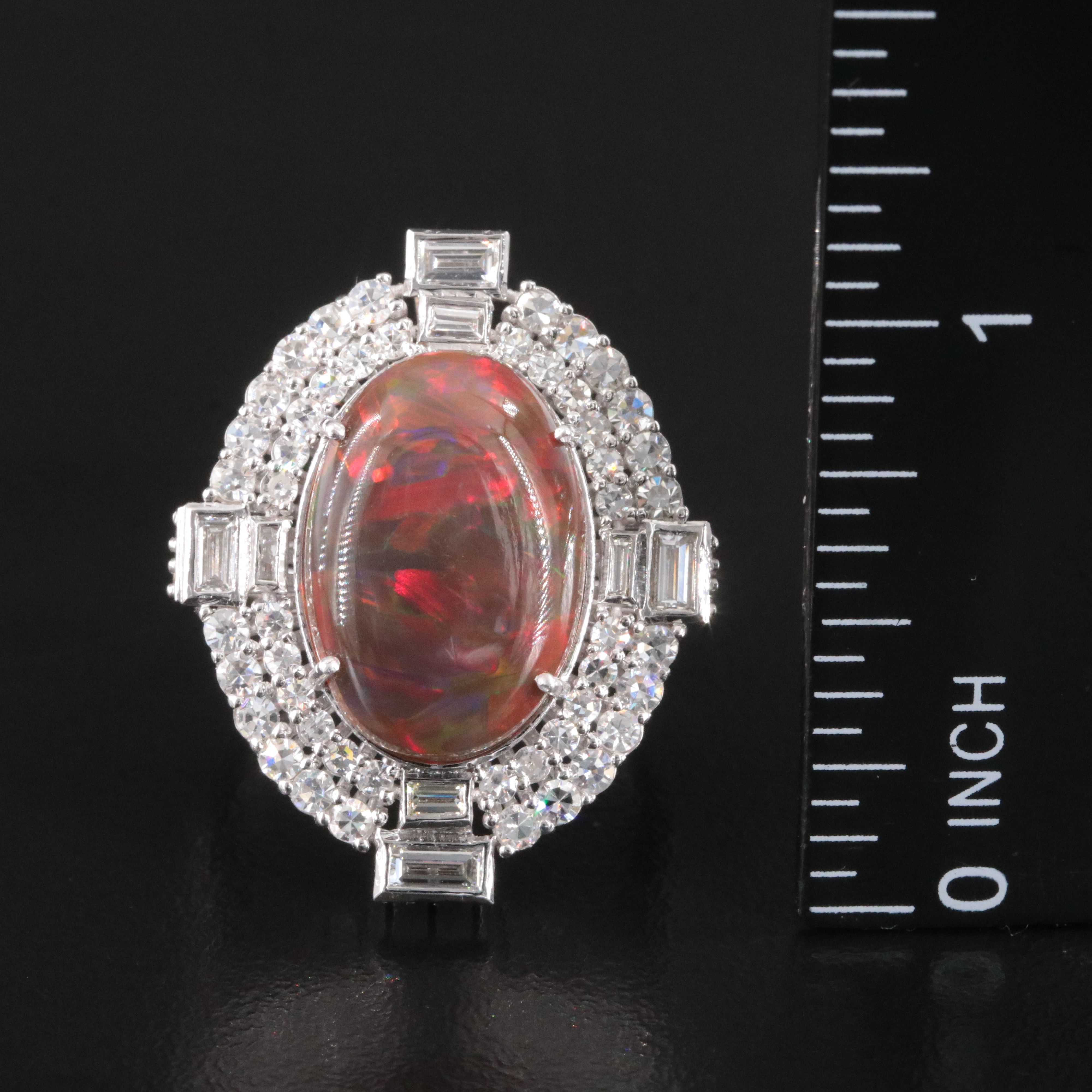 18K 4.48 CT Opal and 1.83 CTW Diamond Ring with GIA Report