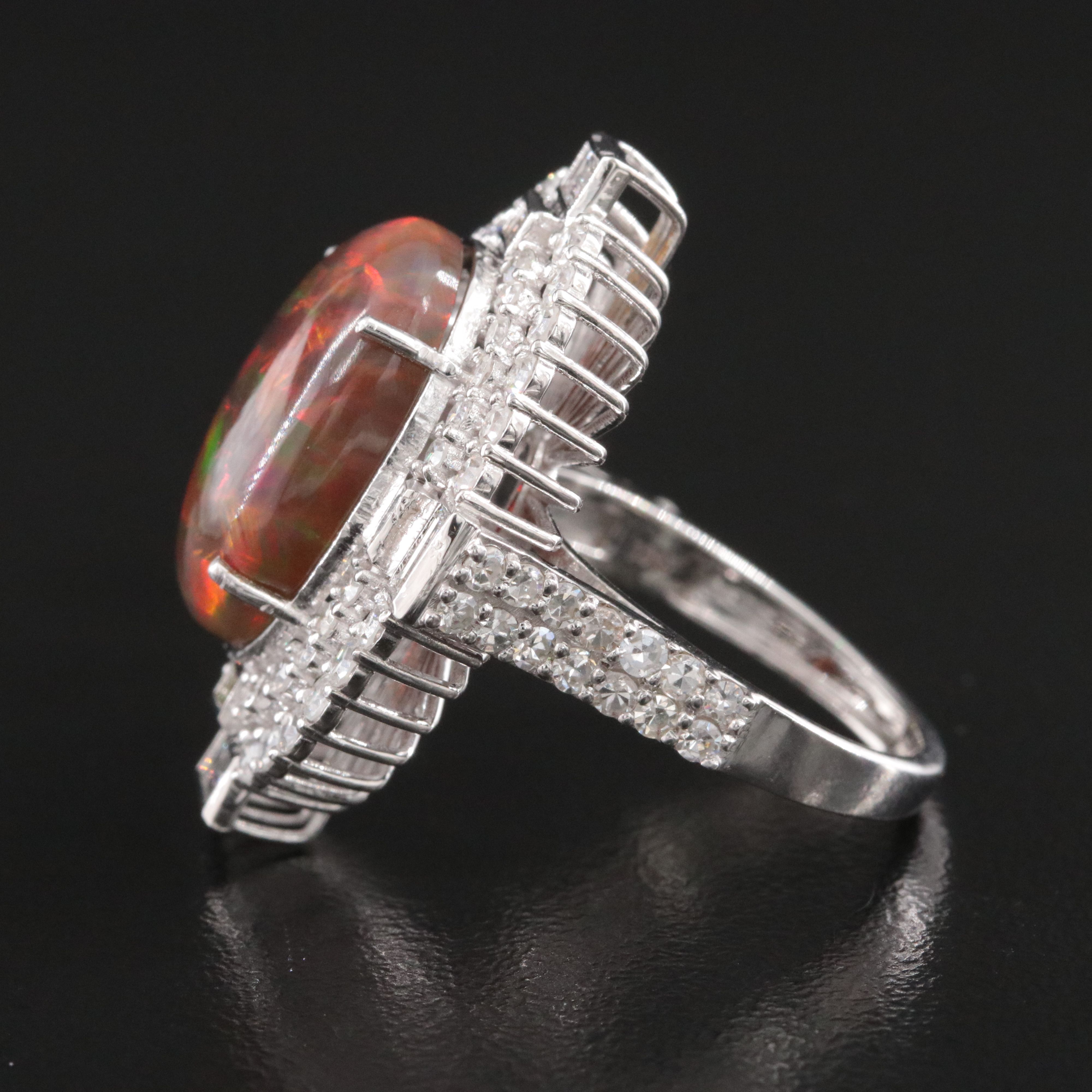 18K 4.48 CT Opal and 1.83 CTW Diamond Ring with GIA Report