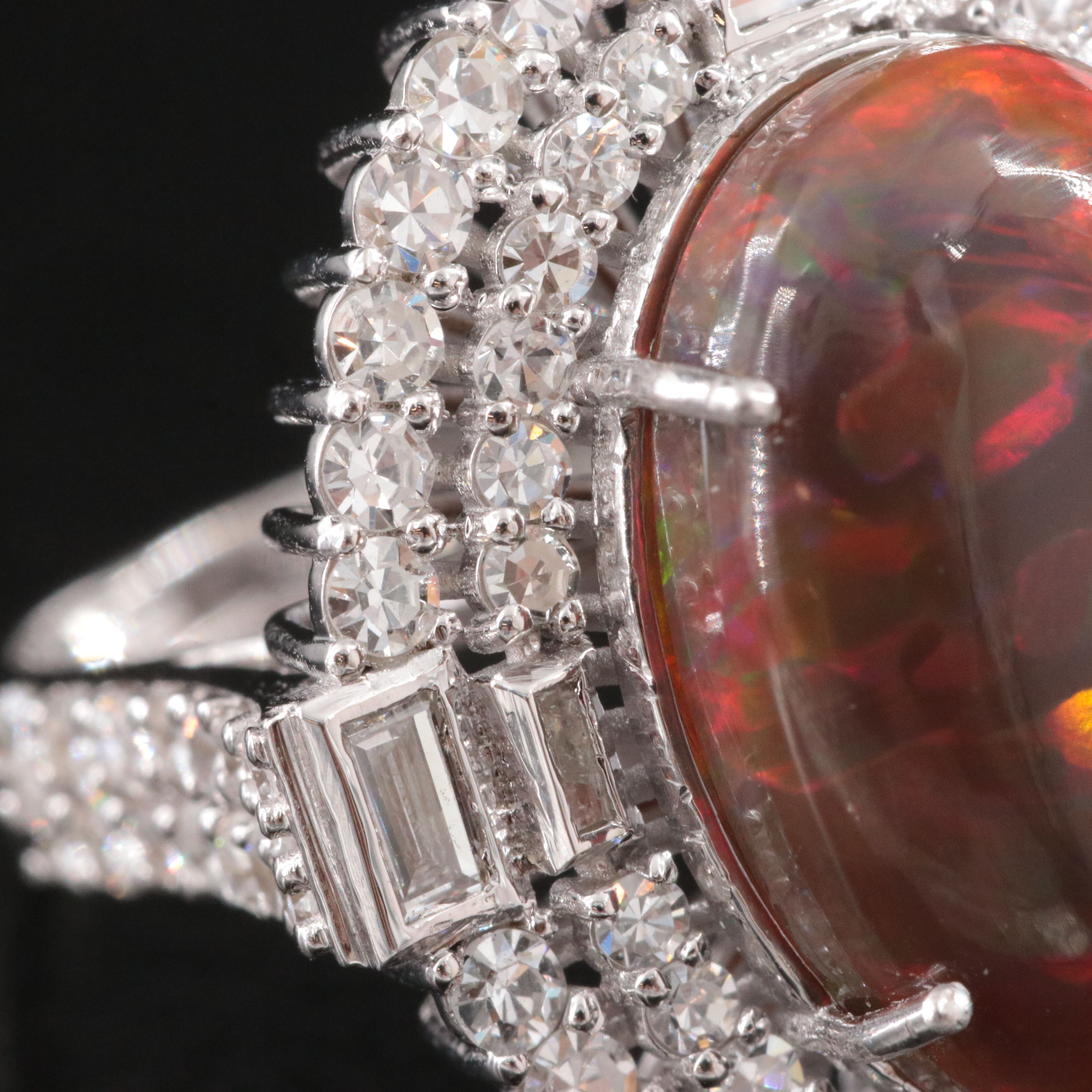18K 4.48 CT Opal and 1.83 CTW Diamond Ring with GIA Report