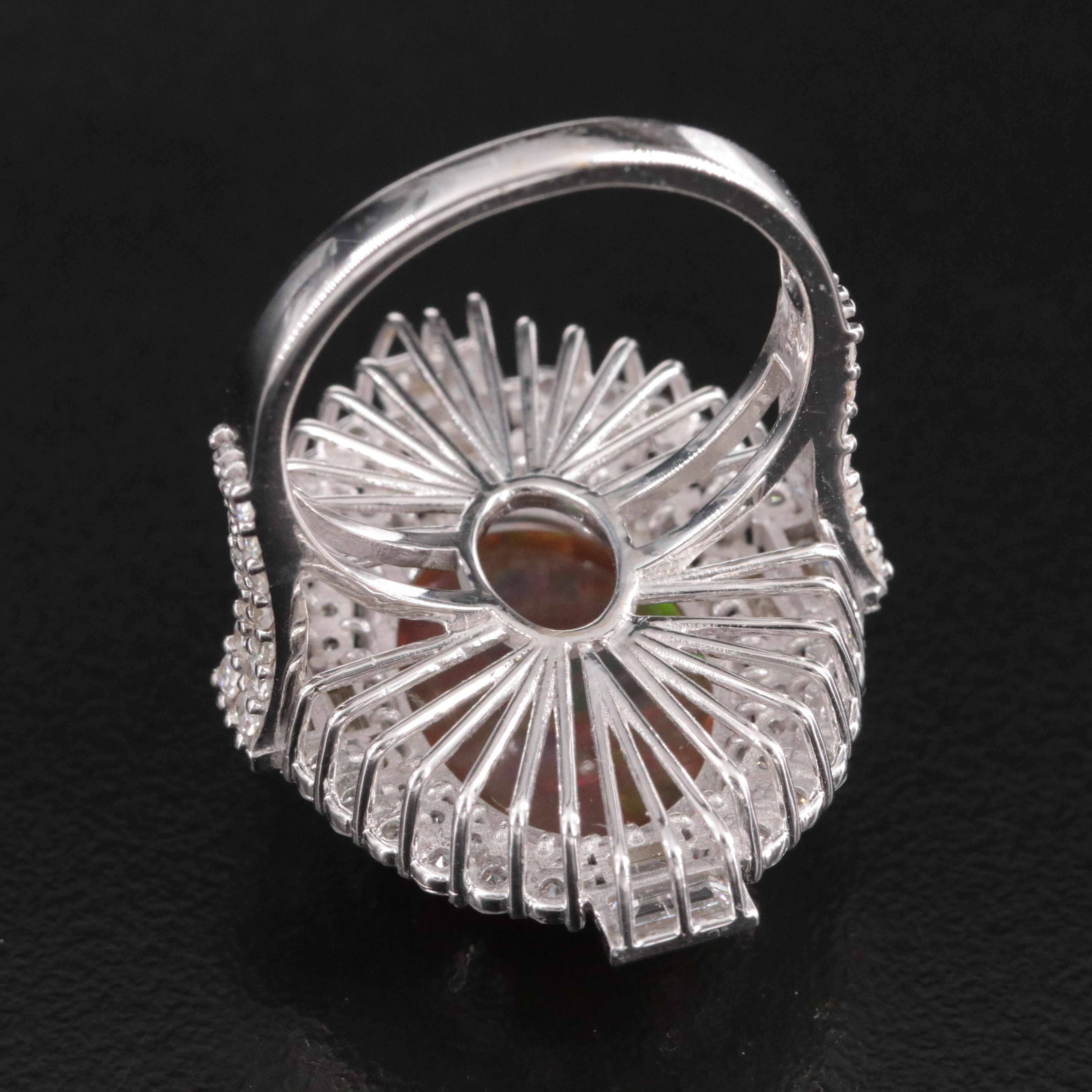 18K 4.48 CT Opal and 1.83 CTW Diamond Ring with GIA Report