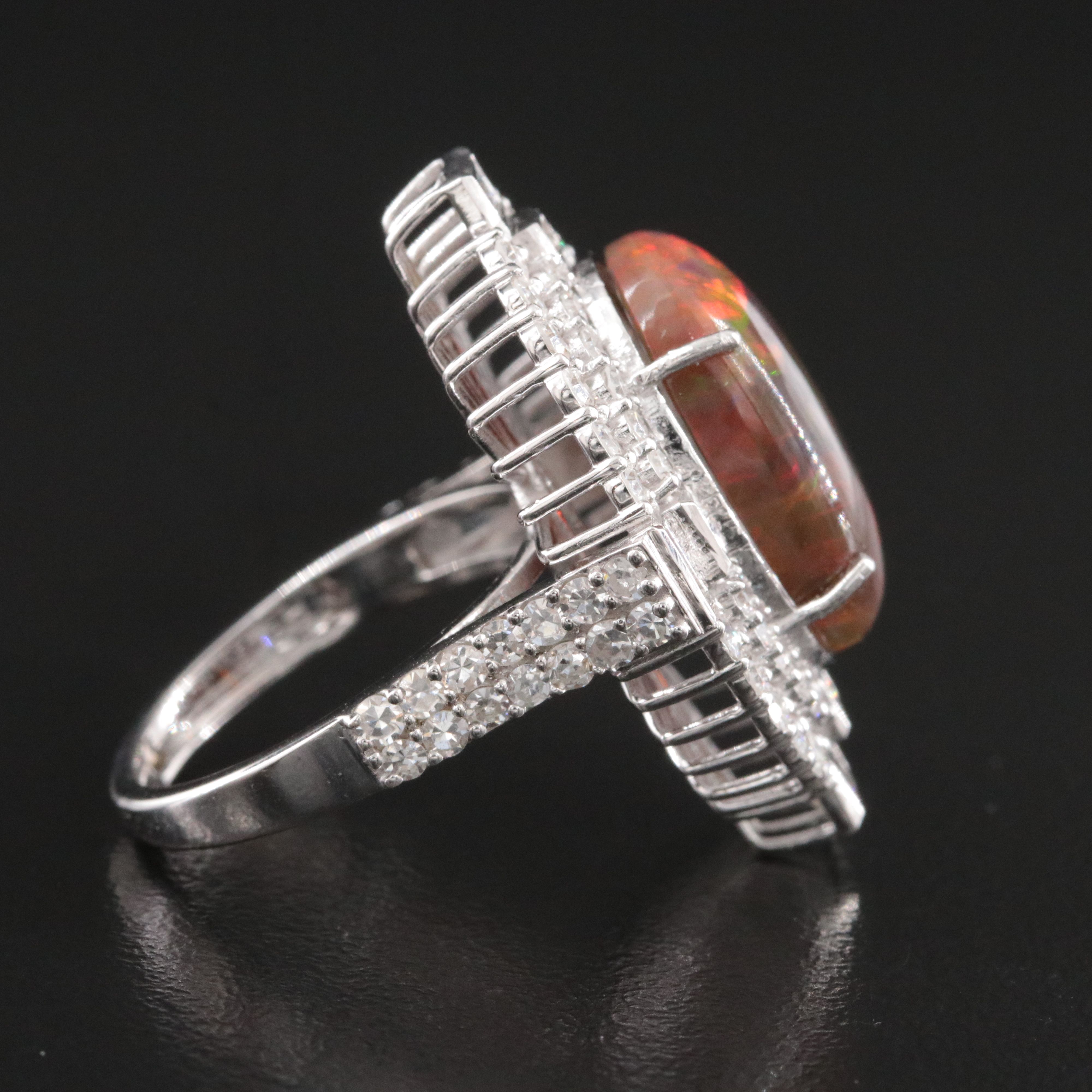 18K 4.48 CT Opal and 1.83 CTW Diamond Ring with GIA Report