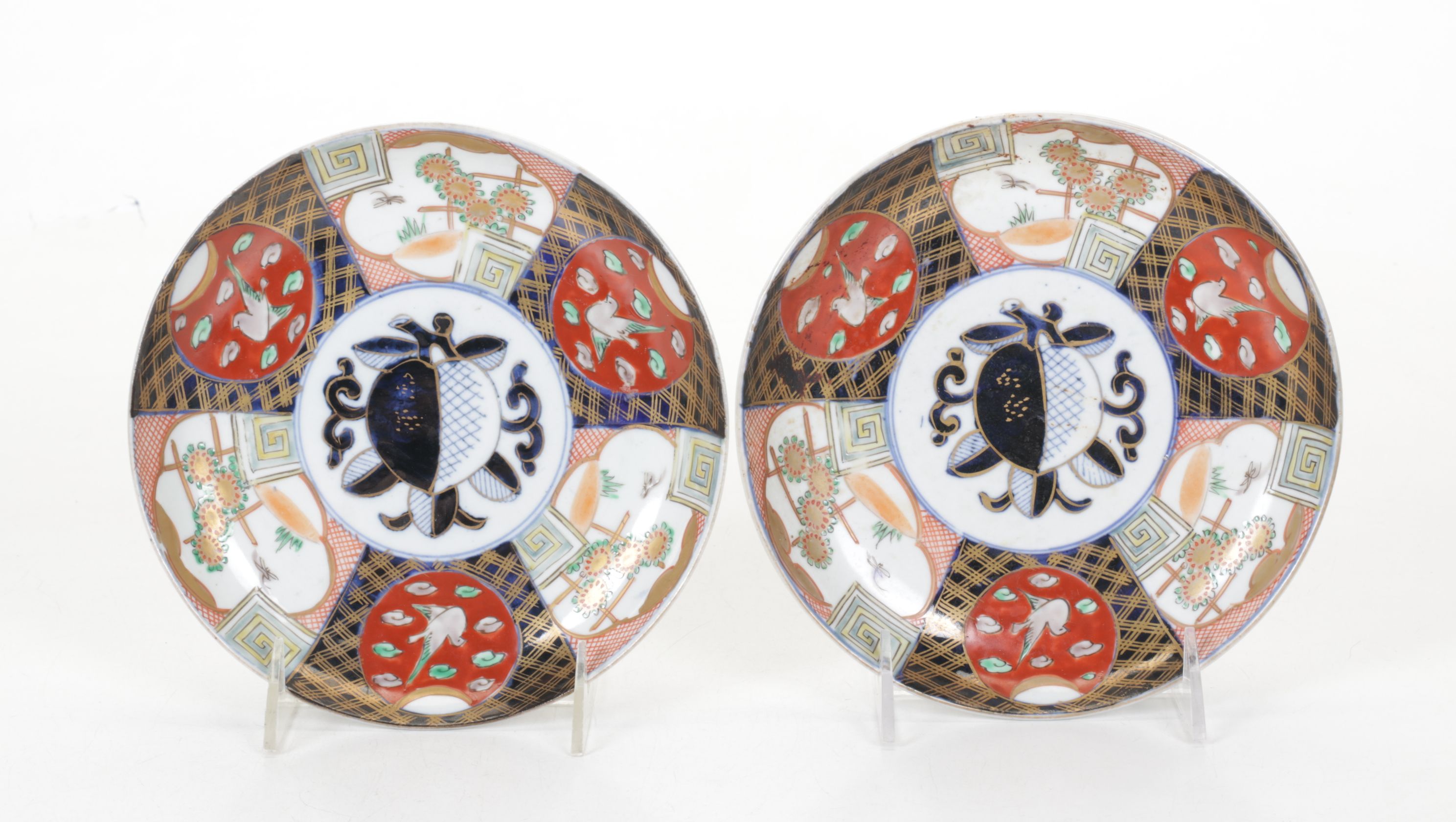 Japanese Imari Porcelain Deep Plates with Intricate Motifs