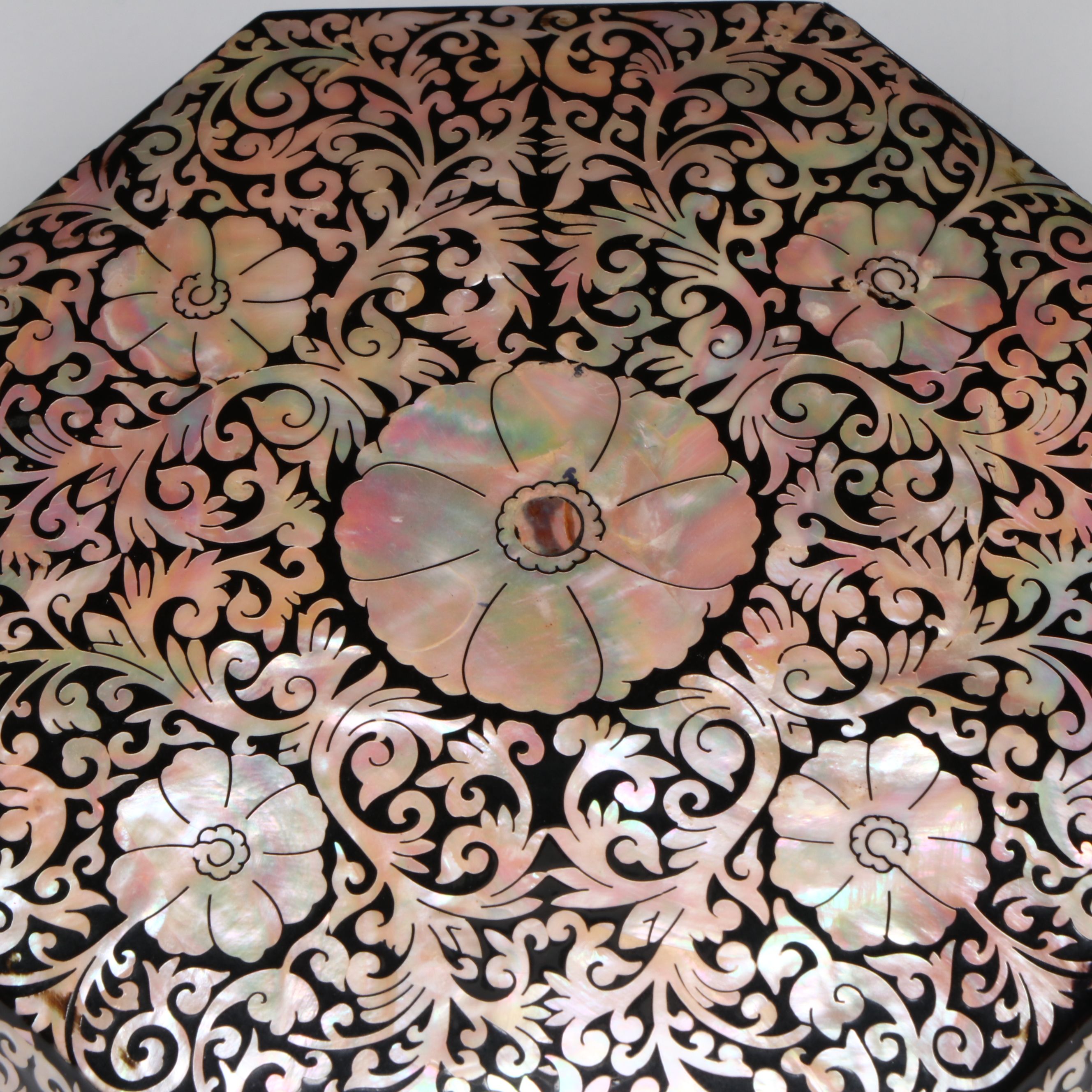 Octagonal Mother-of-Pearl Inlay Lacquerware Box
