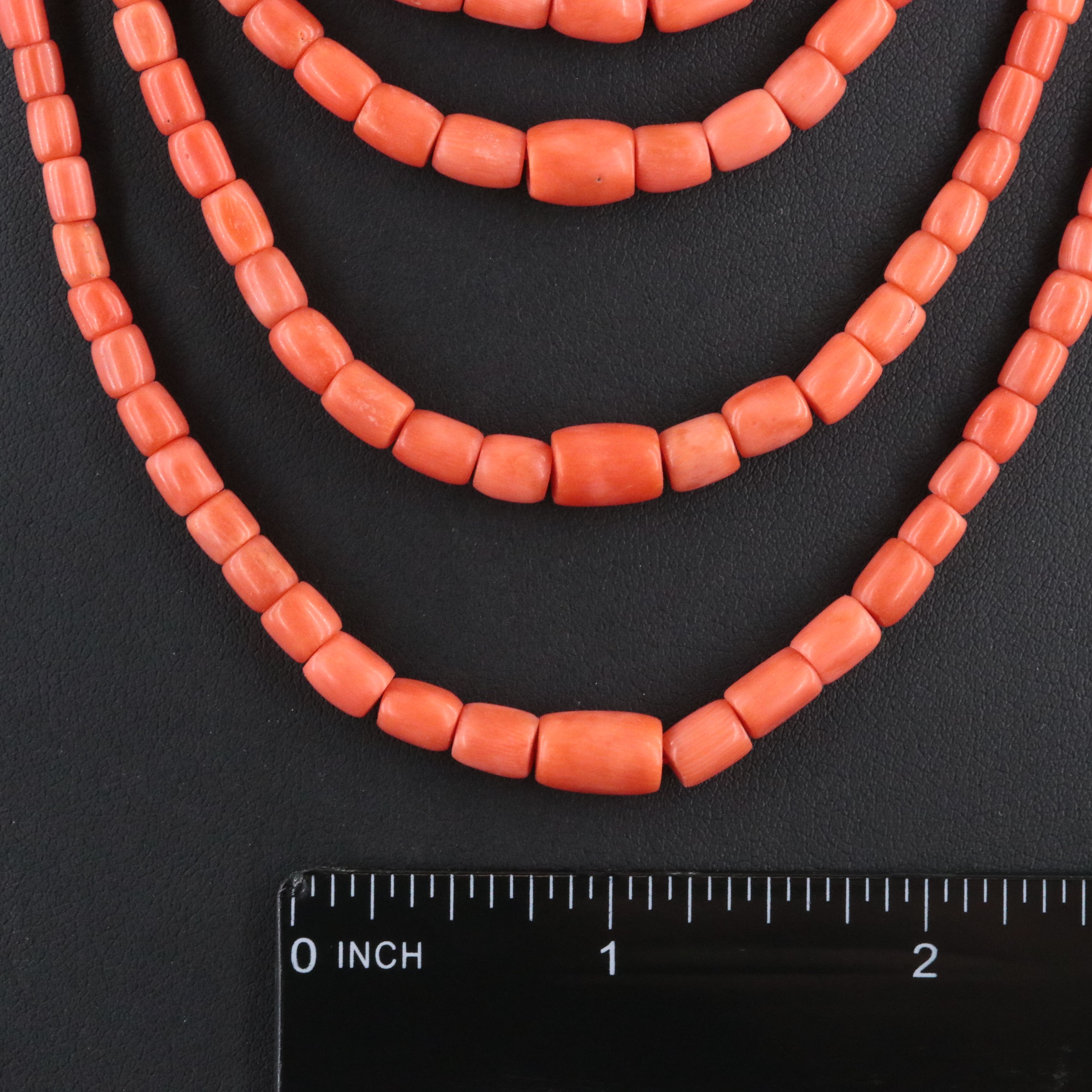 Coral Multi-Strand Necklace with Sterling Clasp