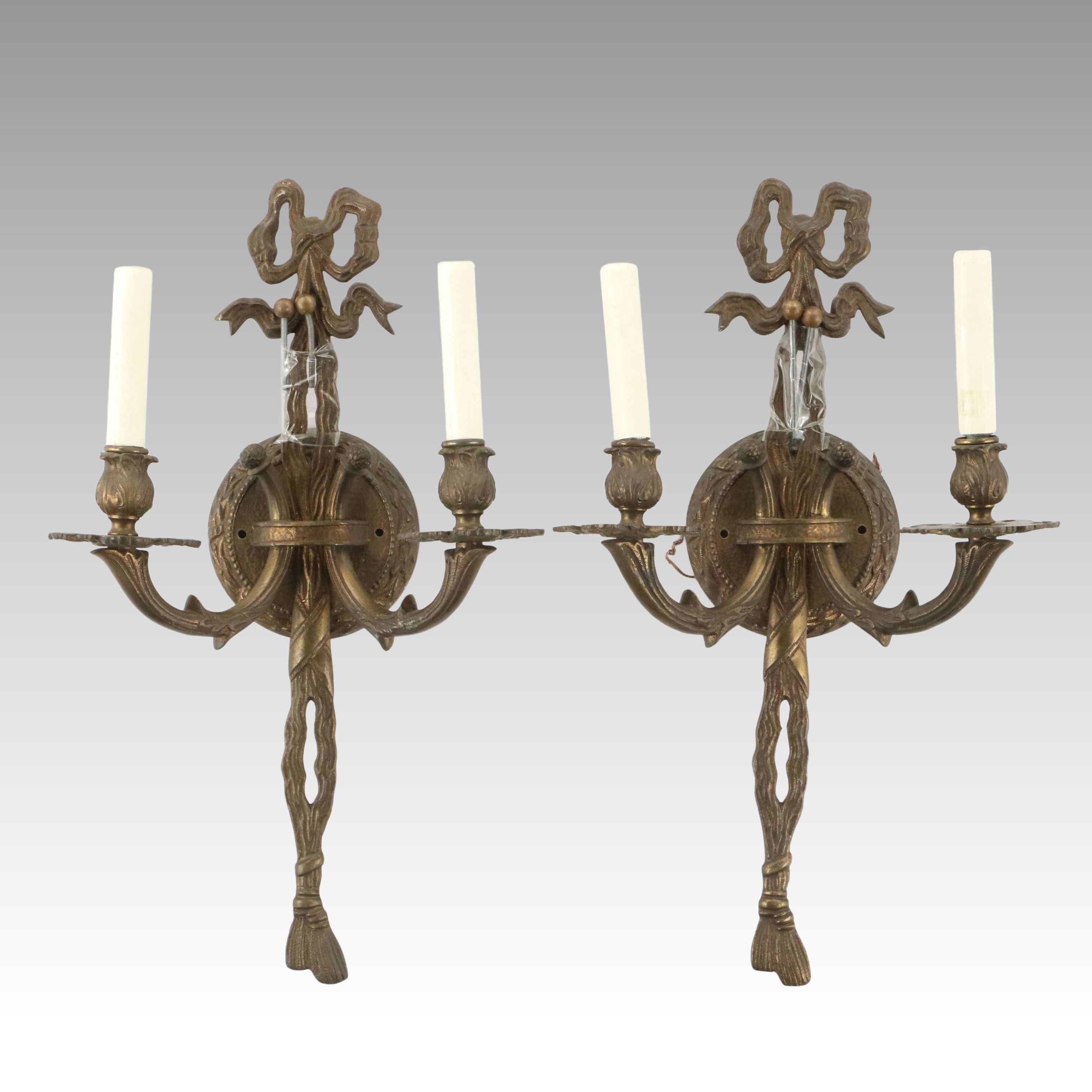 Visual Comfort & Co. "Camille" Antiqued Brass Wall Sconces