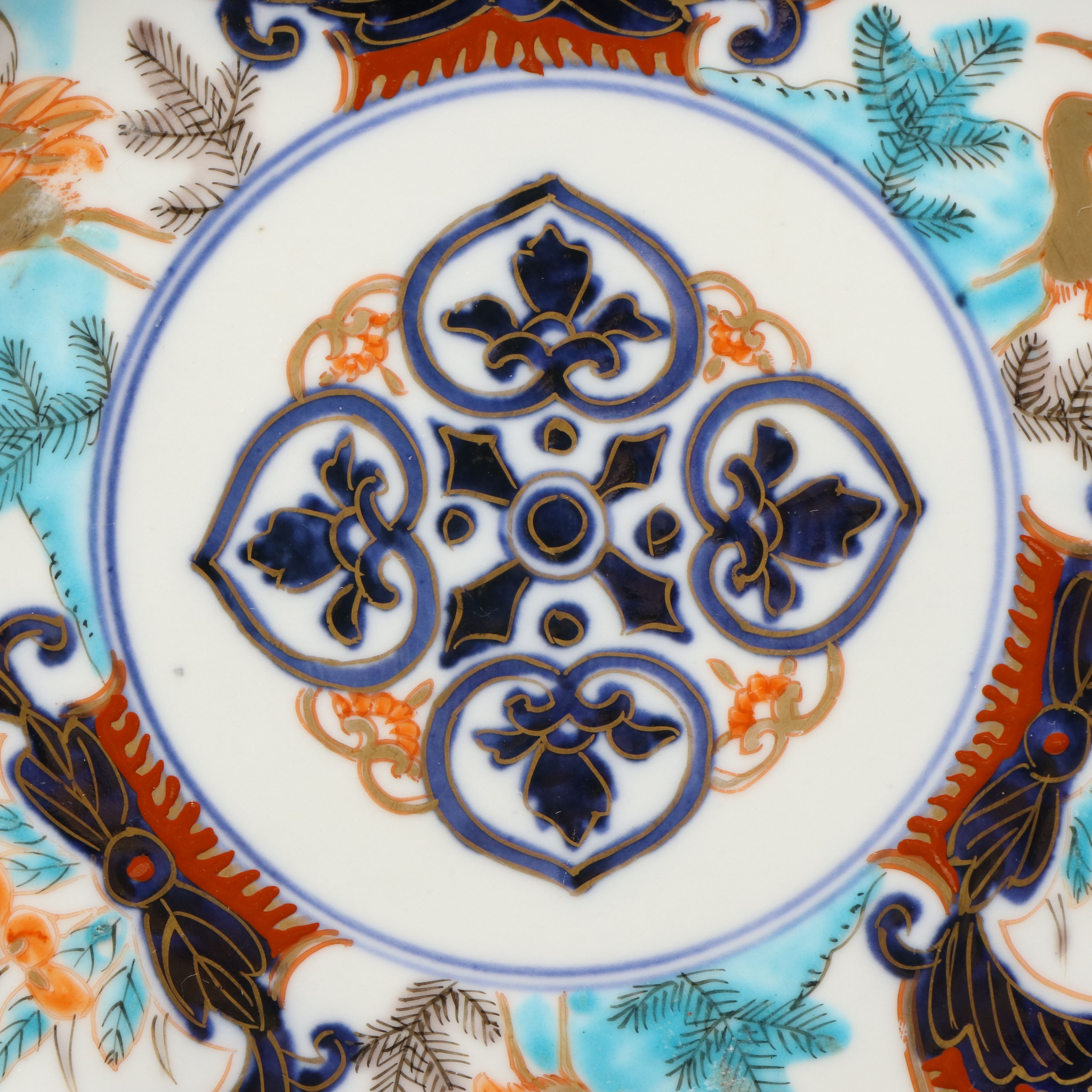 Japanese Vintage Crane Motif Imari Porcelain Plates