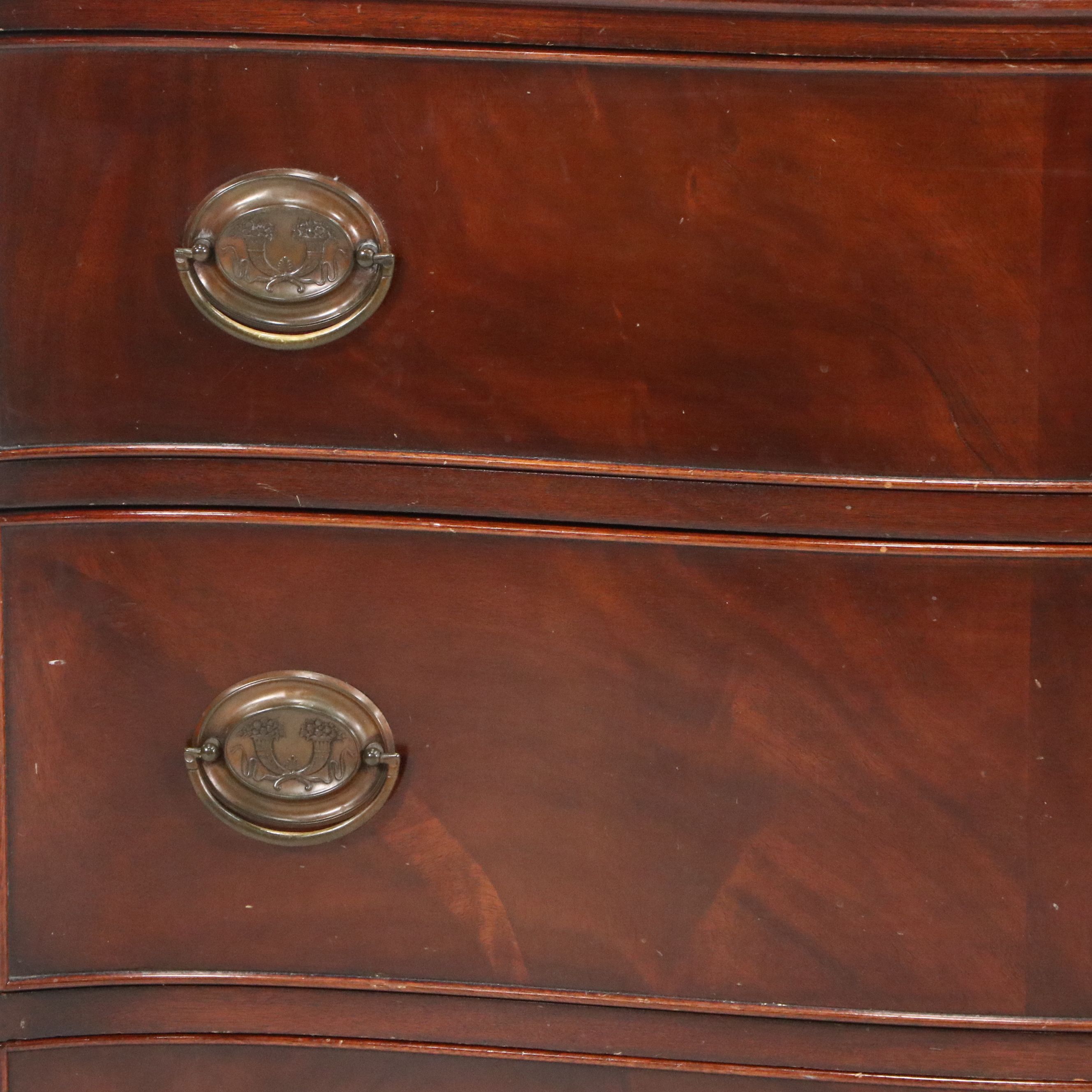 Hepplewhite Style Mahogany Bowfront Chest of Drawers, Mid-20th Century