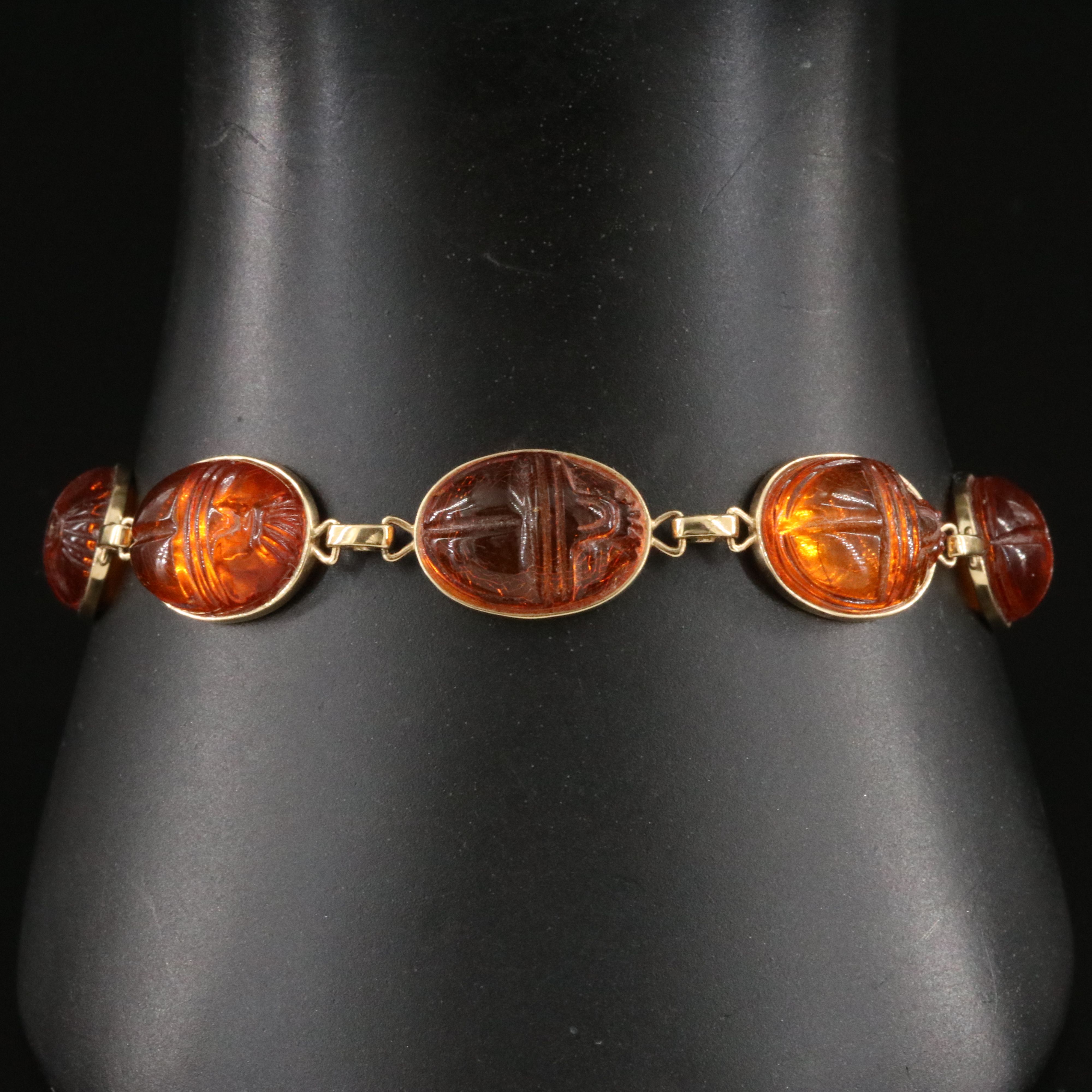 14K Amber Scarab Bracelet