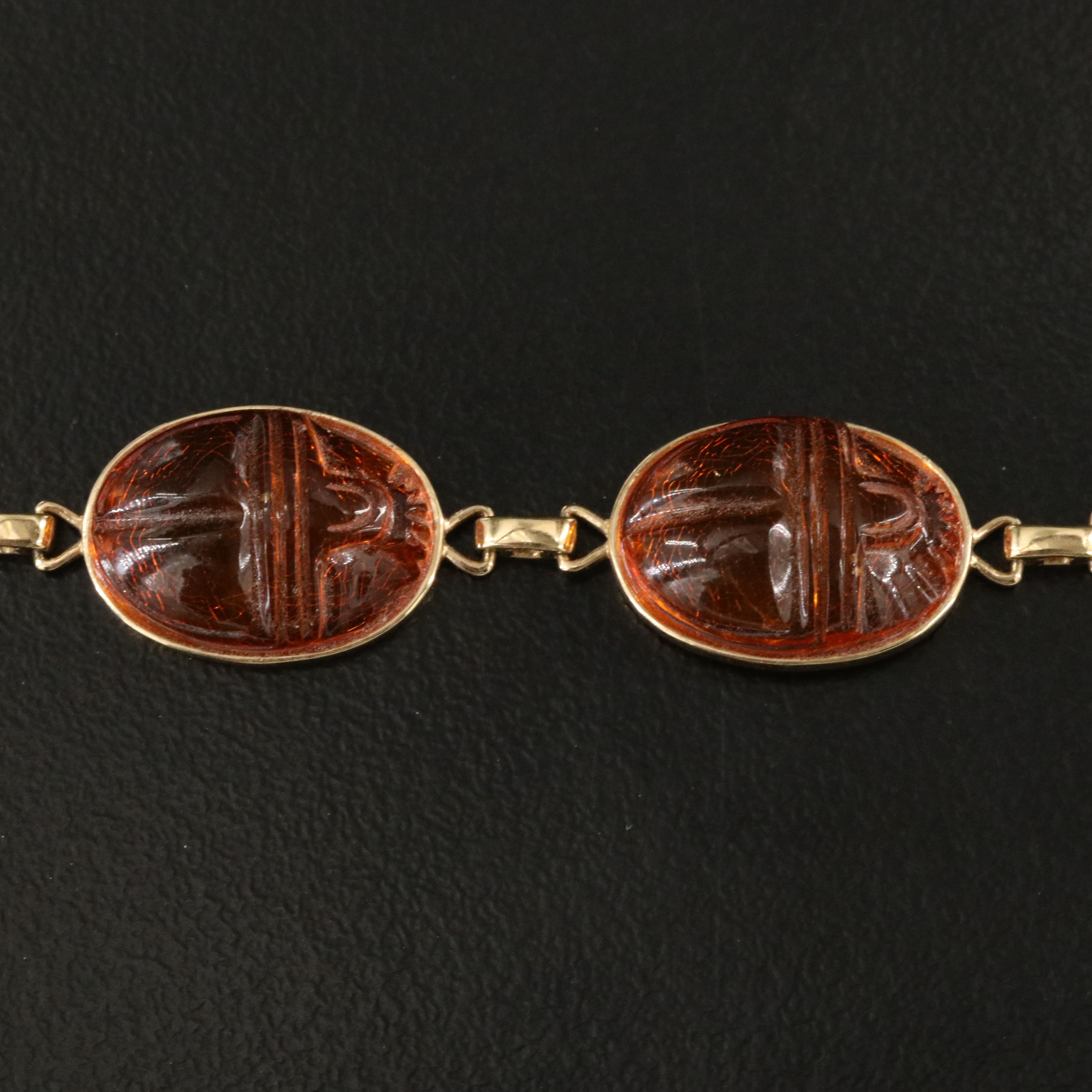 14K Amber Scarab Bracelet