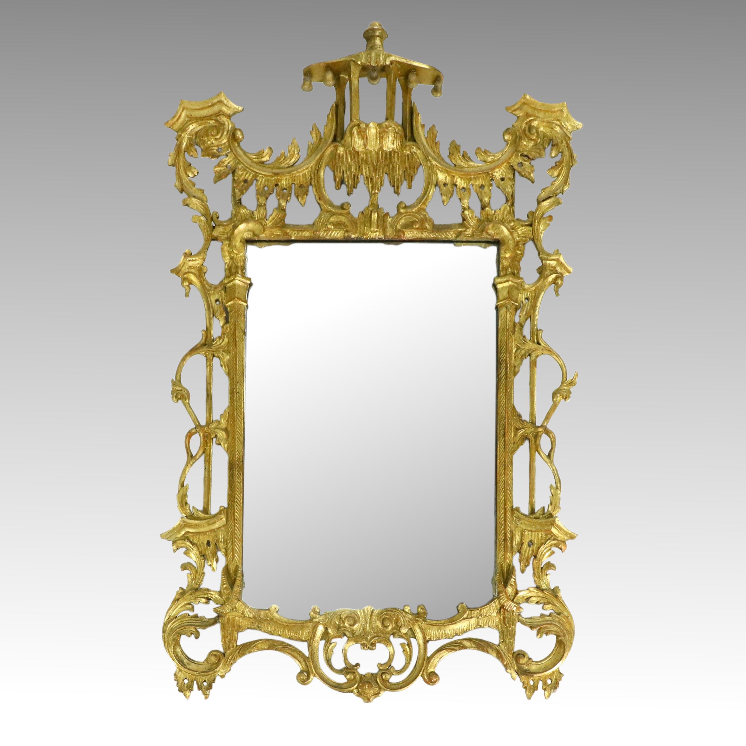 Chinese Chippendale Style Giltwood Pagoda Mirror
