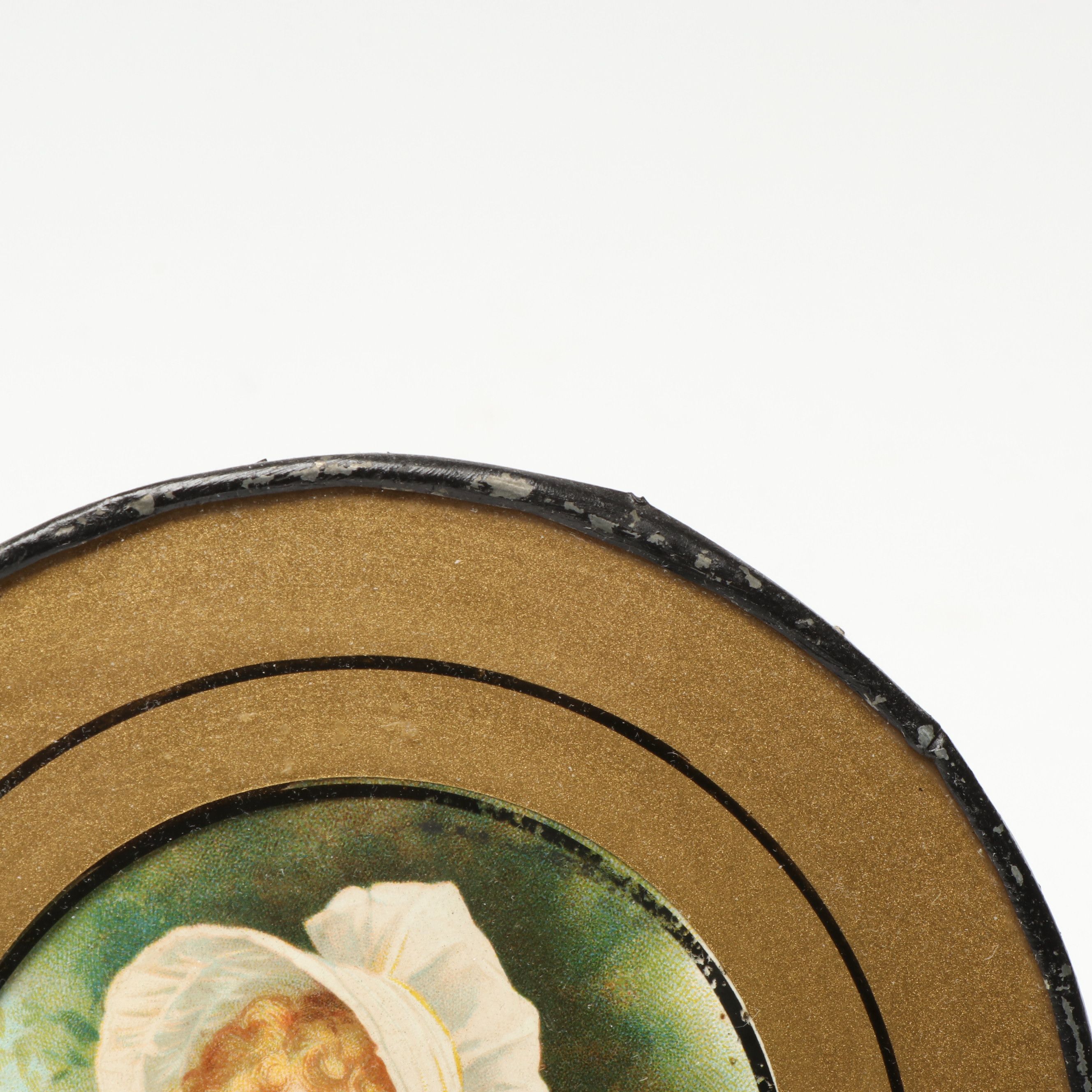 Hand-Embroidered Silk Fan in Frame and Small Portrait Prints