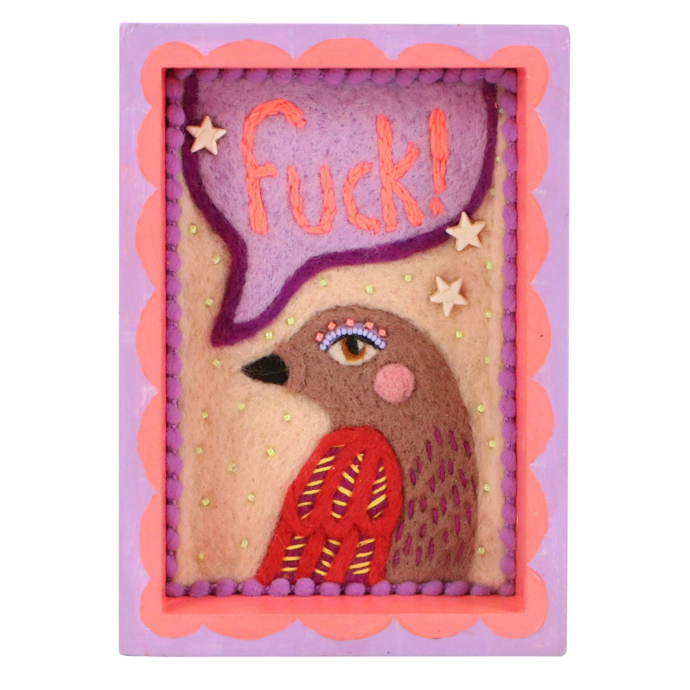 Sarah Miller Mixed Media Wall Hanging of Naughty Bird, Circa 2026