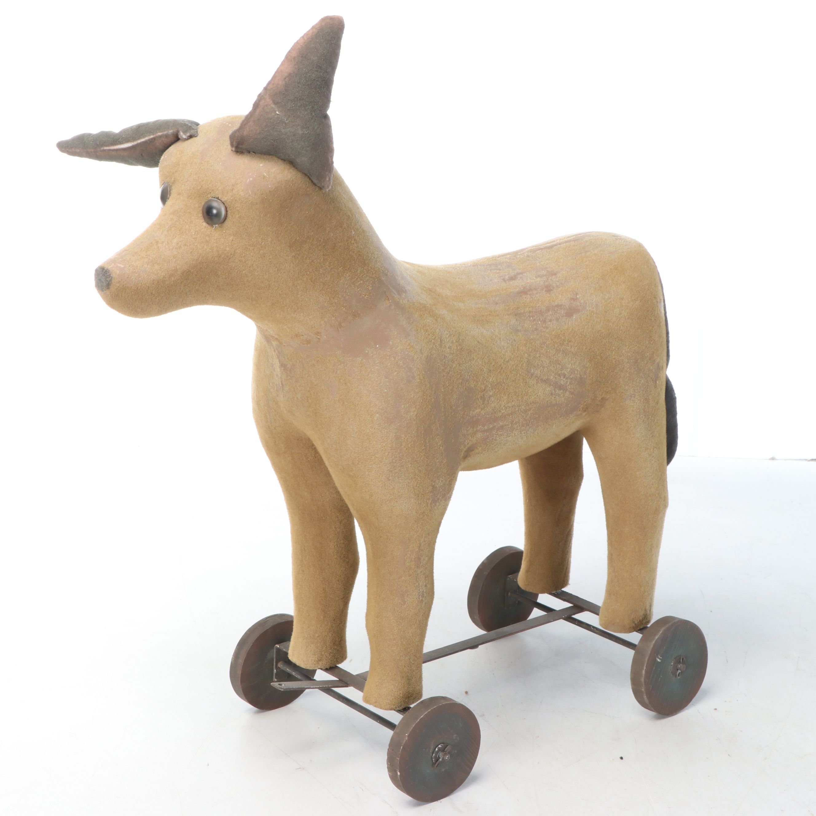 Flocked Papier-Mâché Dog Pull Toy