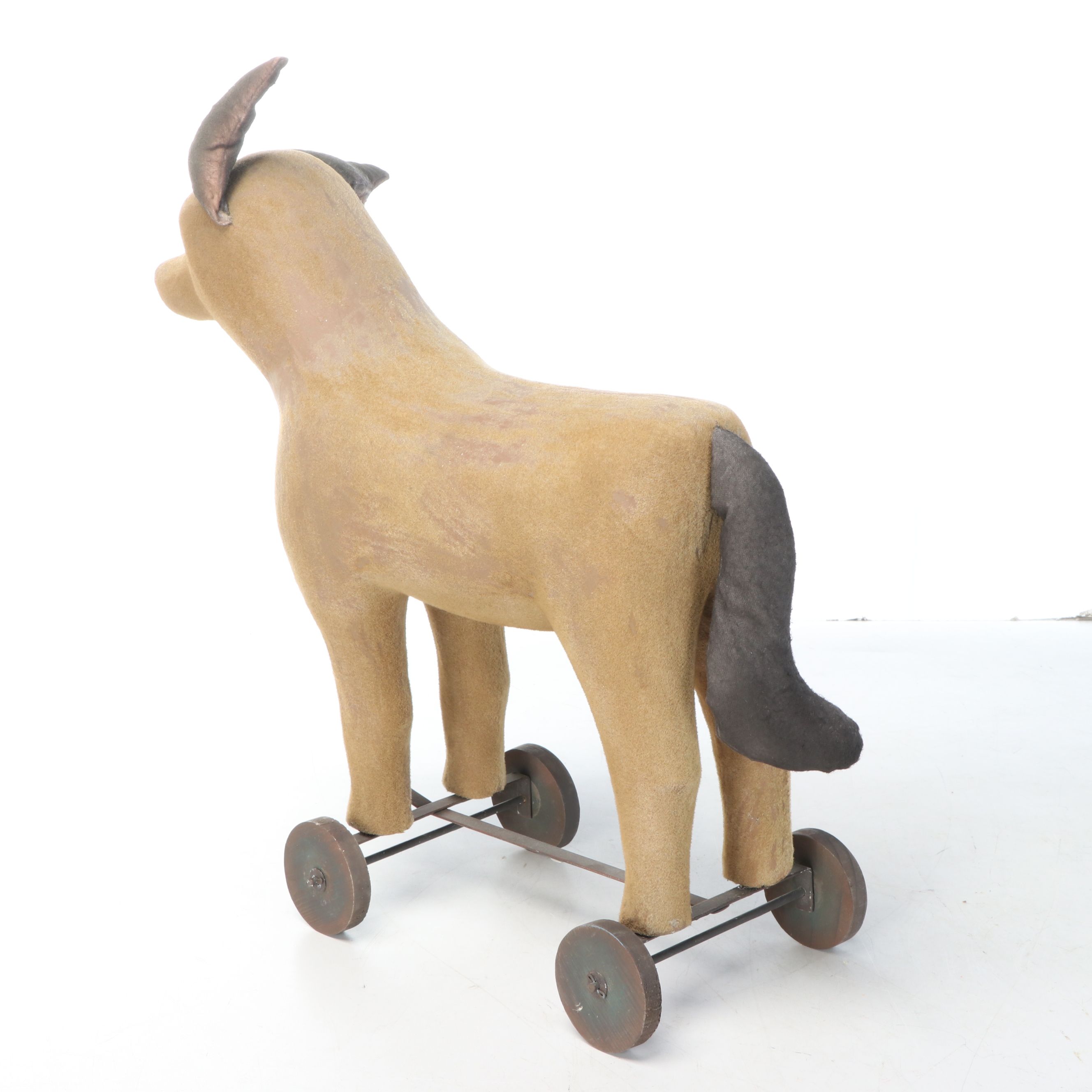 Flocked Papier-Mâché Dog Pull Toy