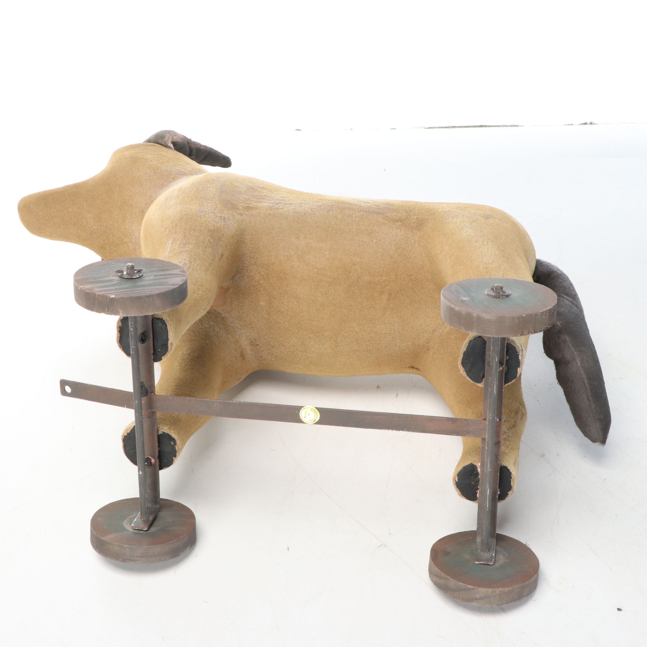 Flocked Papier-Mâché Dog Pull Toy