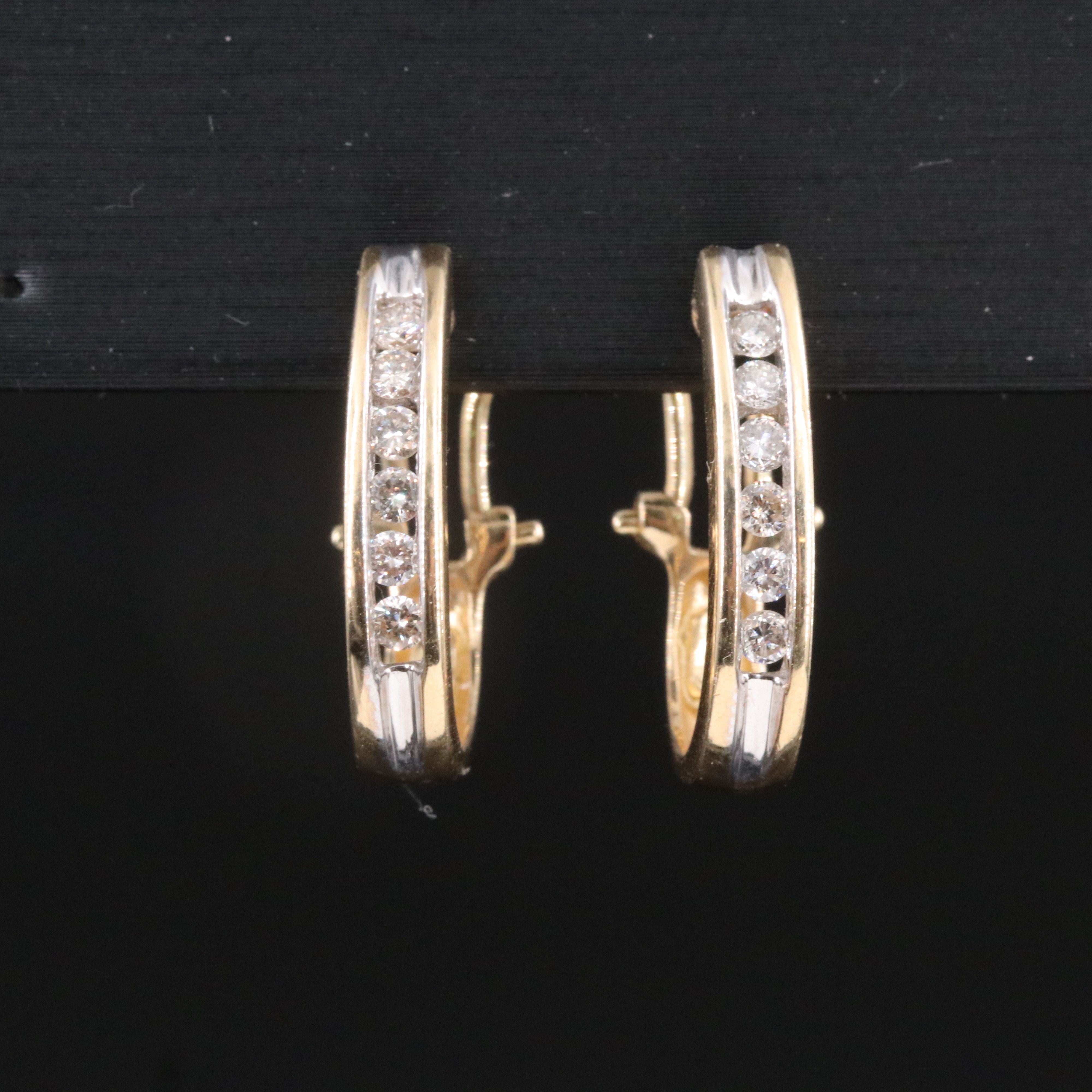 14K 0.45 CTW Diamond J-Hoops