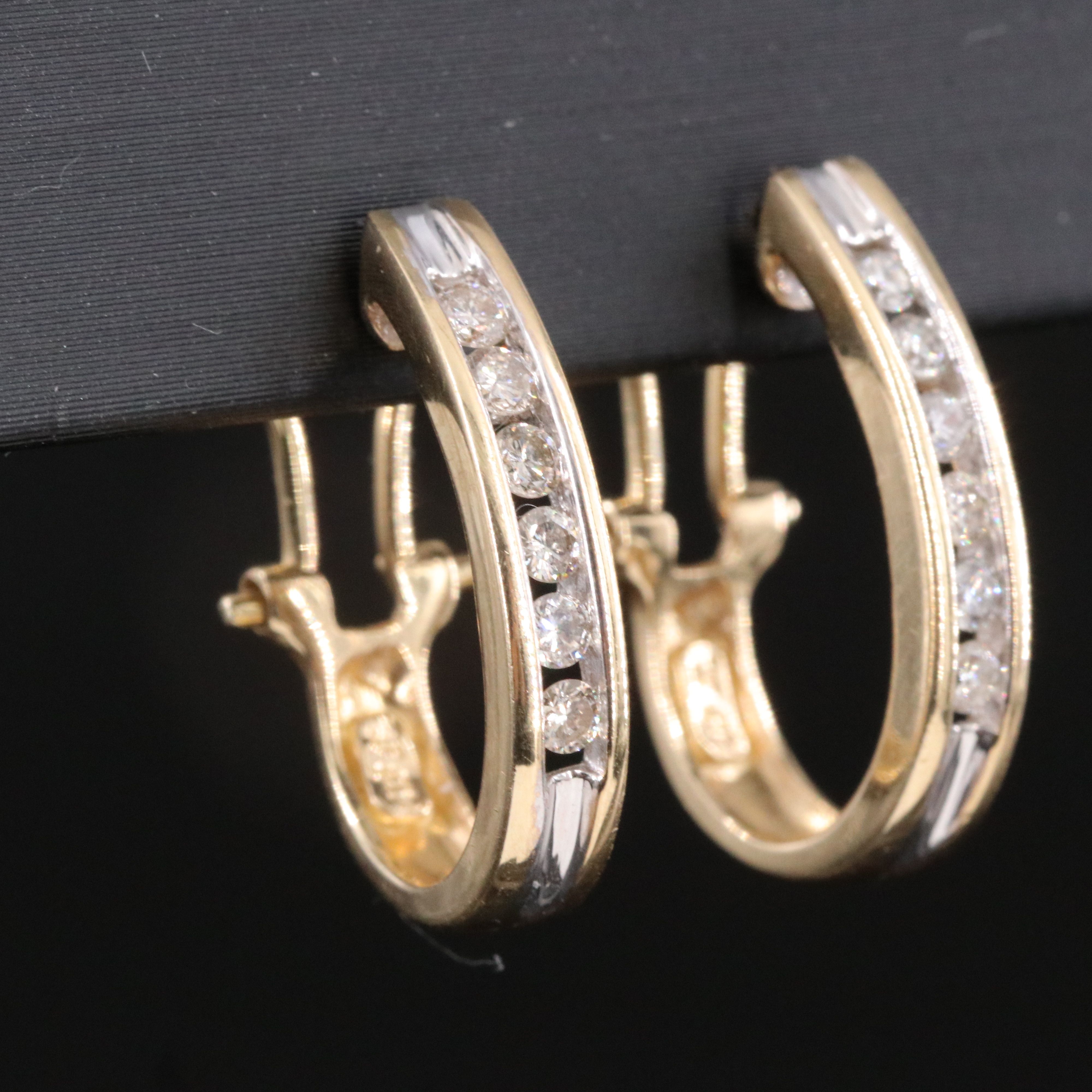 14K 0.45 CTW Diamond J-Hoops