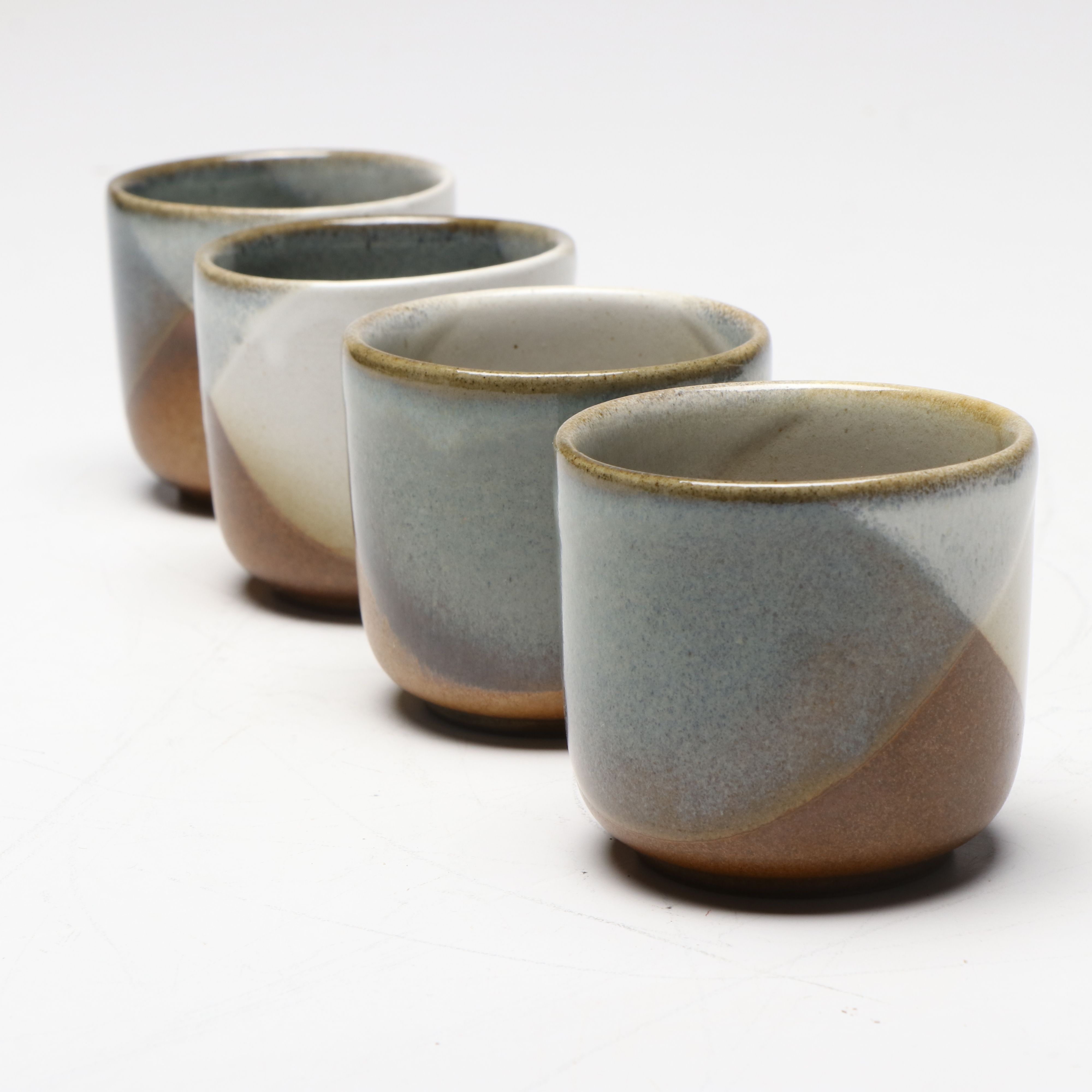 Mid Century Modern Pottery Craft Stoneware Decanter and Cups, 1970s