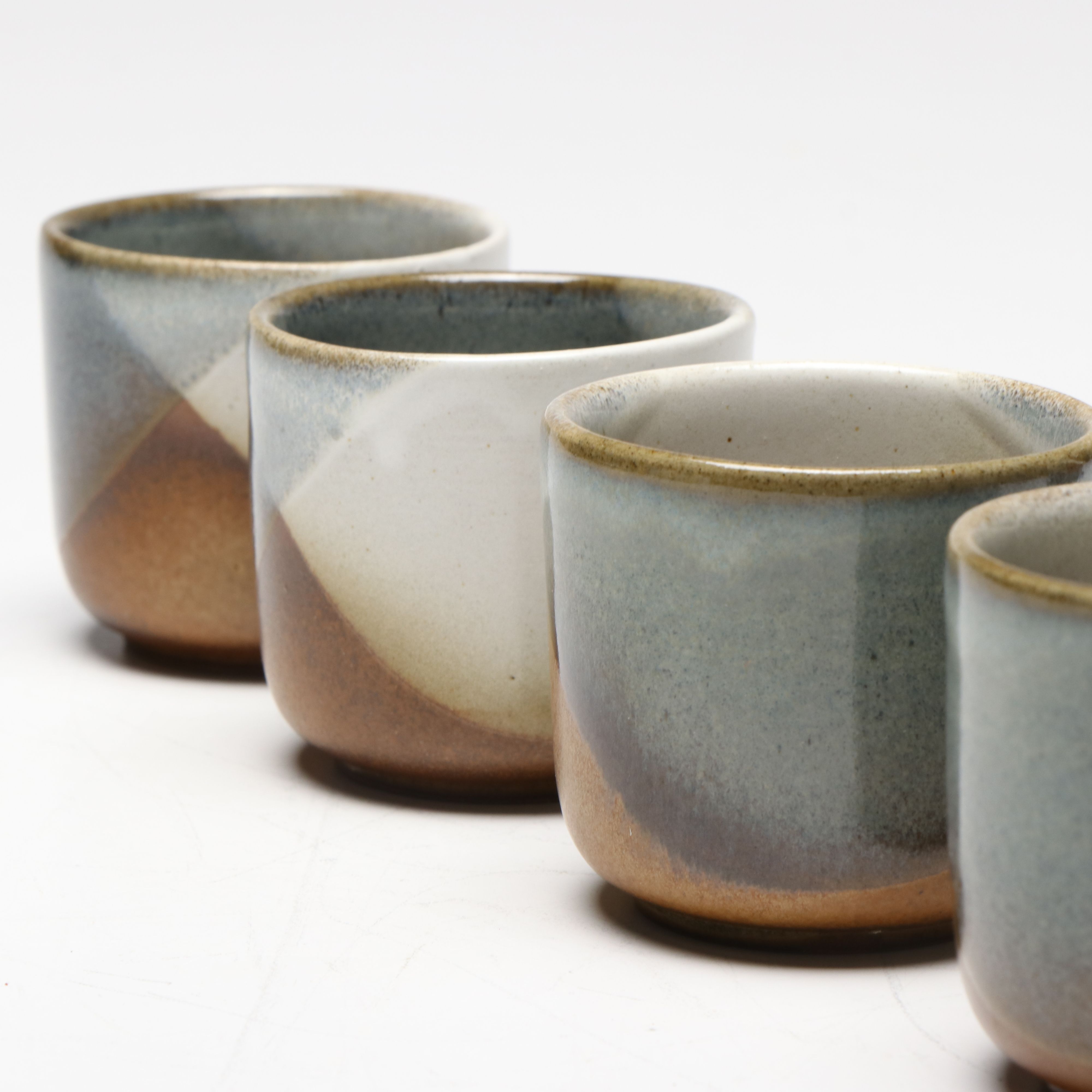 Mid Century Modern Pottery Craft Stoneware Decanter and Cups, 1970s