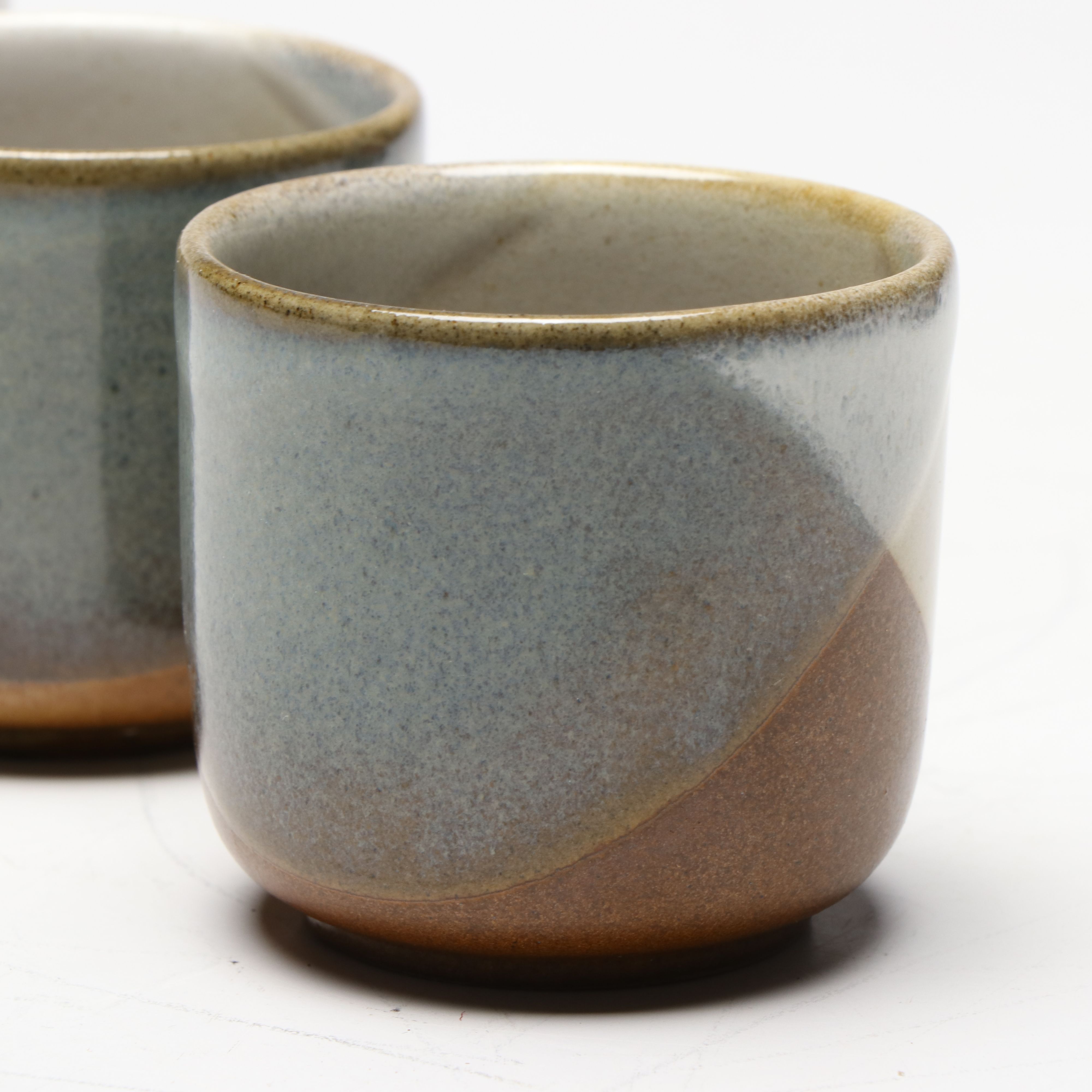 Mid Century Modern Pottery Craft Stoneware Decanter and Cups, 1970s