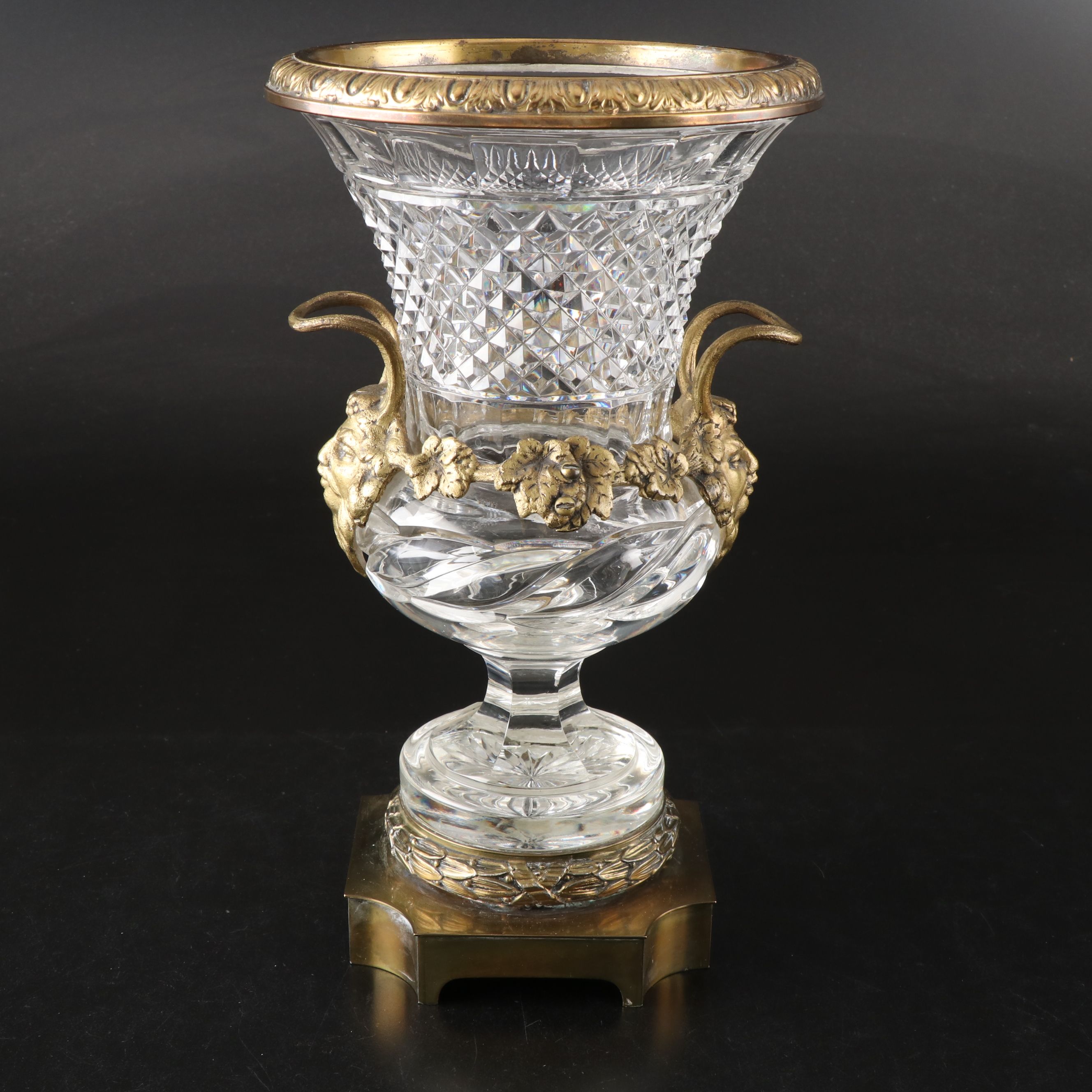 Pair of Pairpoint Ormolu Mounted Cut Glass Urn-Shaped Vases, Early 20th Century