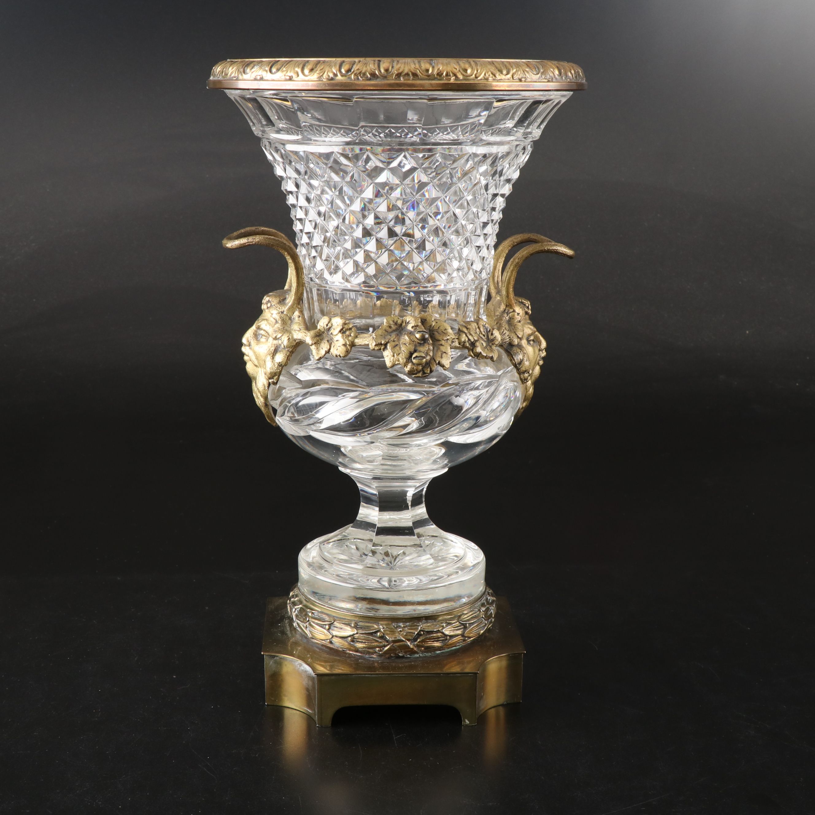 Pair of Pairpoint Ormolu Mounted Cut Glass Urn-Shaped Vases, Early 20th Century