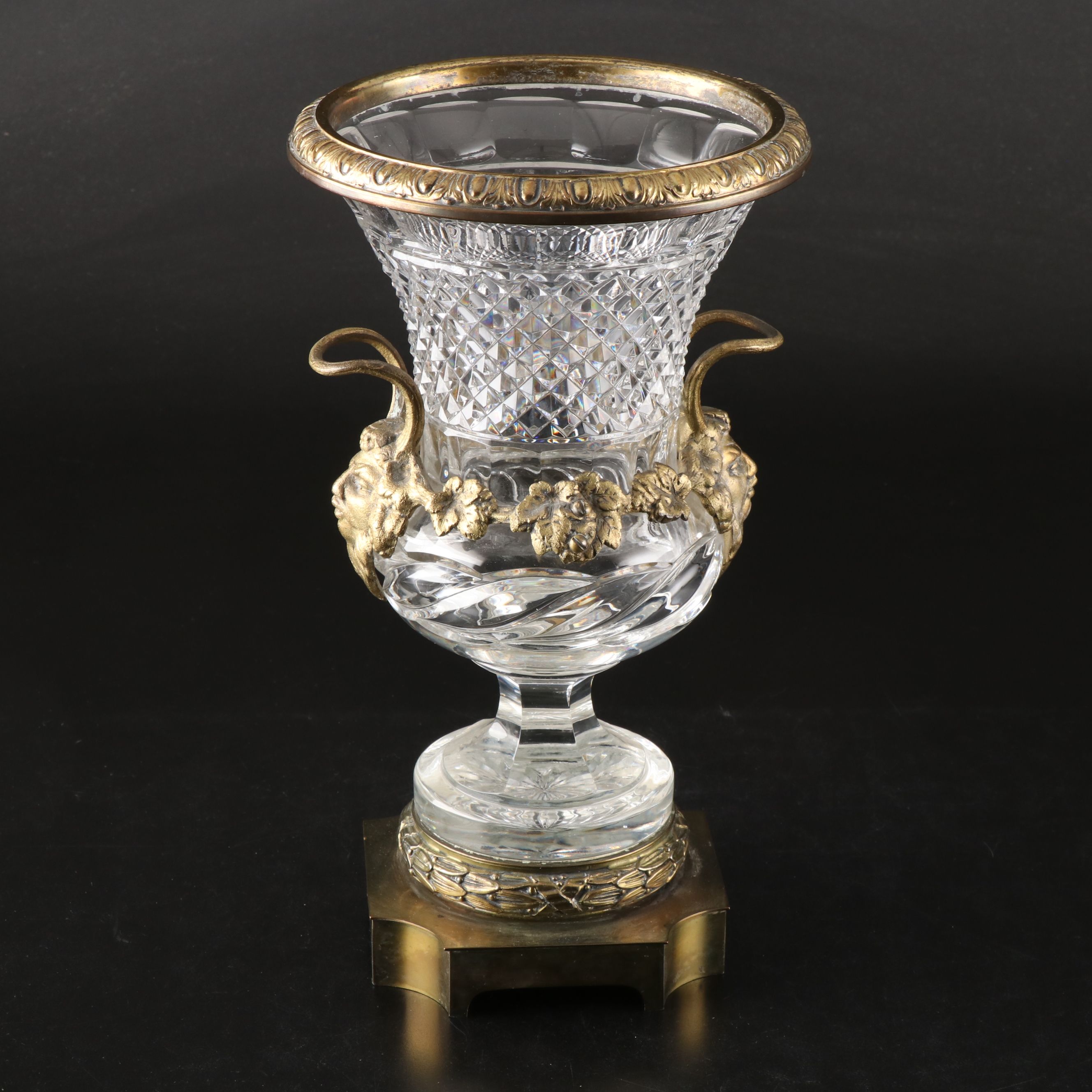 Pair of Pairpoint Ormolu Mounted Cut Glass Urn-Shaped Vases, Early 20th Century