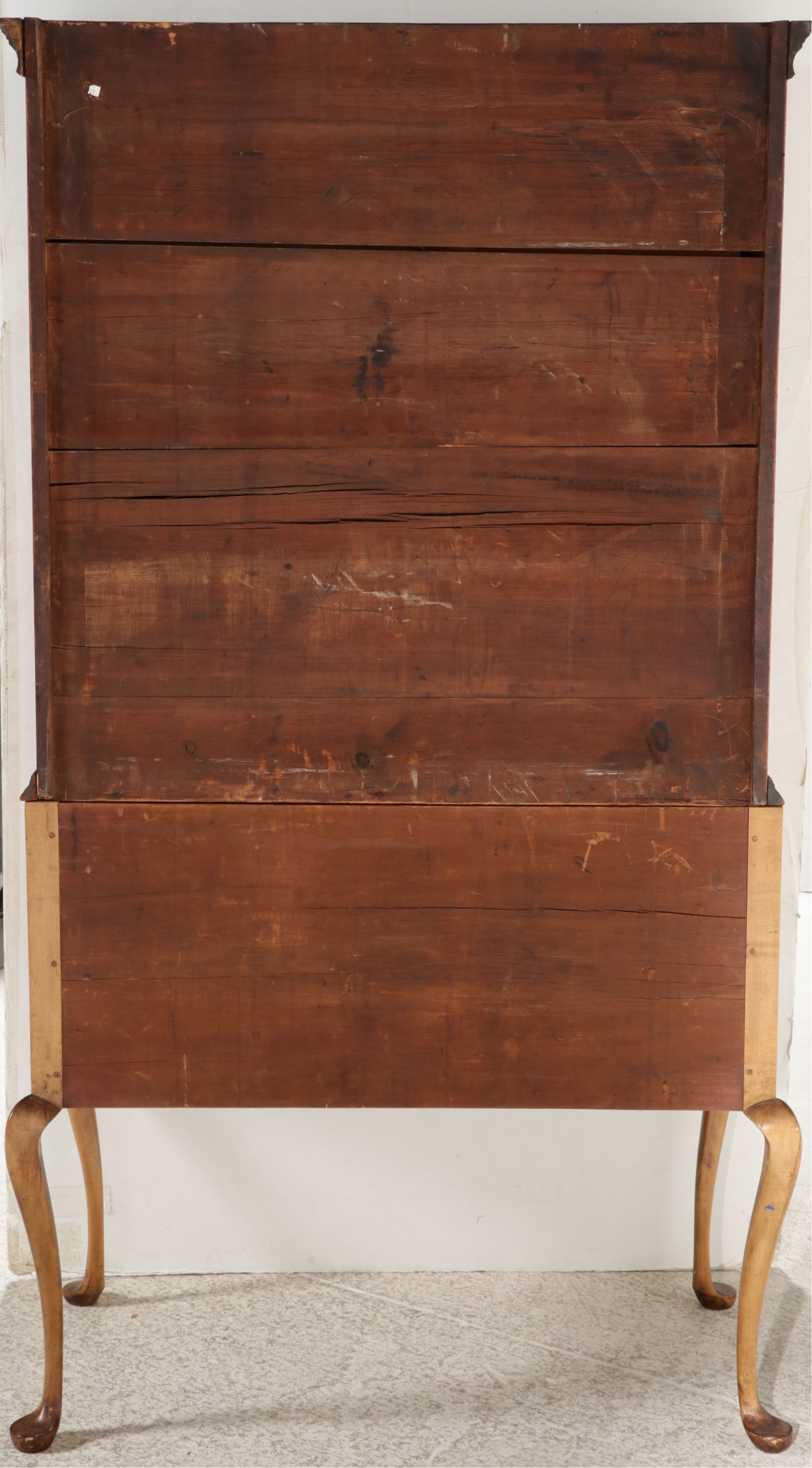 Queen Anne Style Tiger Maple Highboy, 20th Century